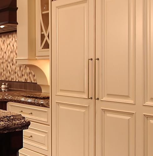 Miniatura 5 de Goo-Ki Paquete de 6 tiradores de barra de gabinete vintage de 10 pulgadas con agujero central de latón retro, manijas de cajón de latón antiguo,