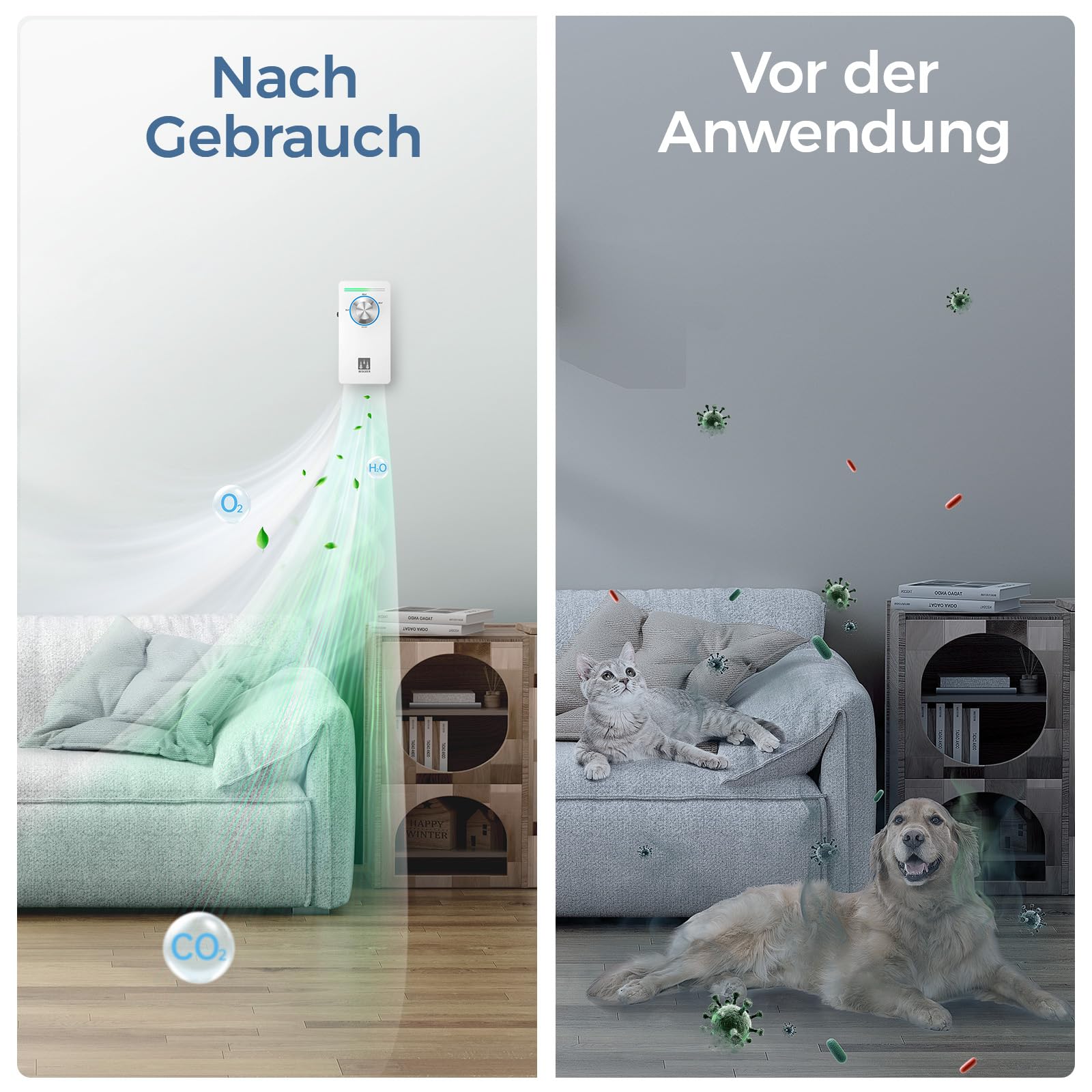 Luftreiniger Ozongenerator Geruchskiller, Air Ozonizer Ozon Ionizer Generator, Heim Air Purifier Ozongerät Ozonisator für Zimmer, Rauch, Badezimmer, Haustiere, Formaldehyd und Geruch