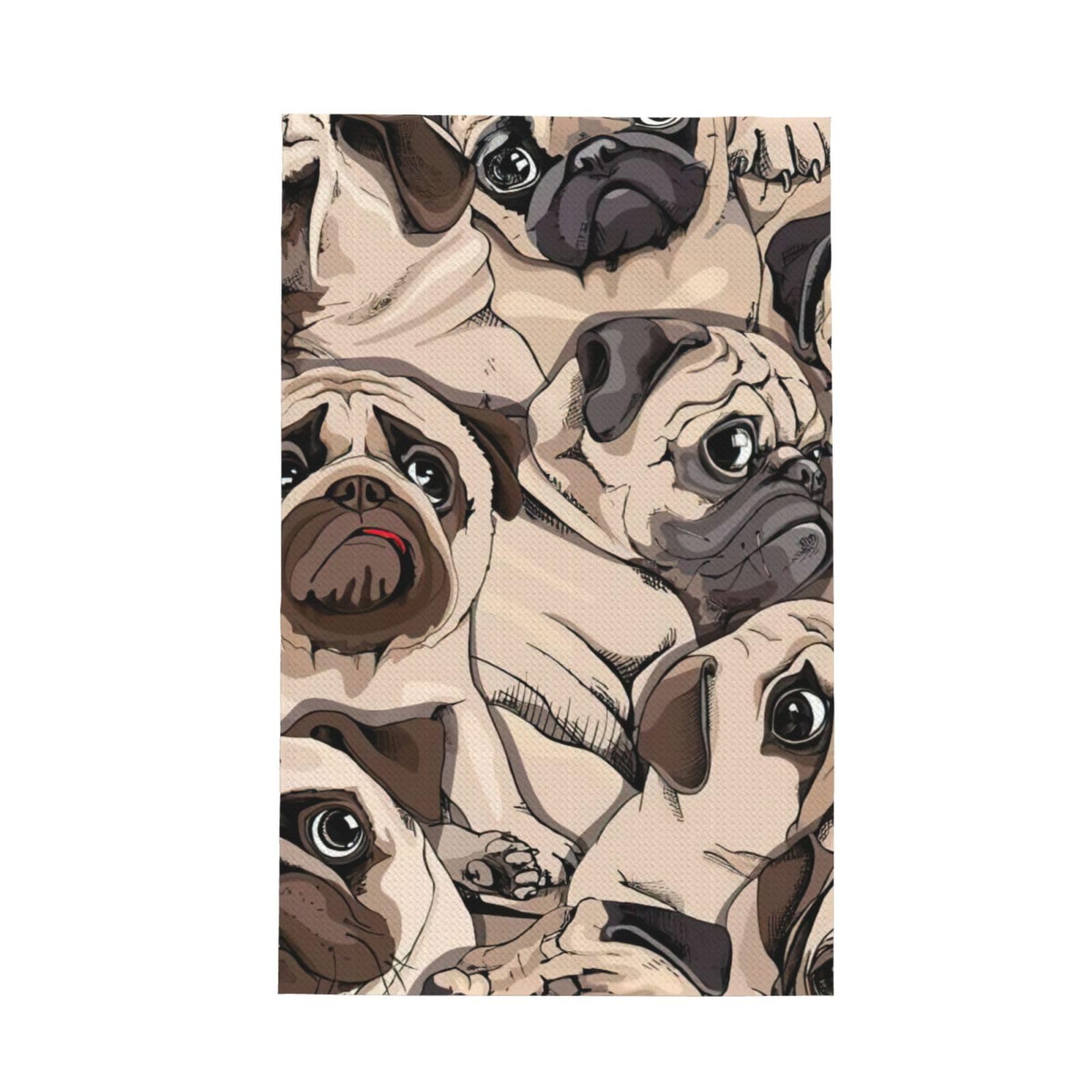 CKGODGF Funny Pug Pattern Print Absorbent Waffle Dishcloths,Kitchen Towels With Hanging Loops,Tea Towels.