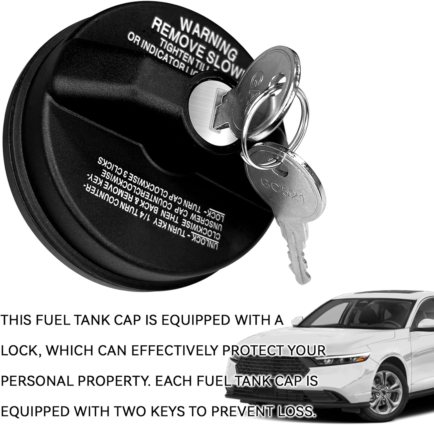 Locking Gas Cap, Gas Cap Lock with key Replacement Parts for Toyota Tacoma Cadillac Chevy Silverado 4Runner Honda CRV Tundra Acura Infiniti Buick GMC, Automotive Fuel Tank Caps Cover