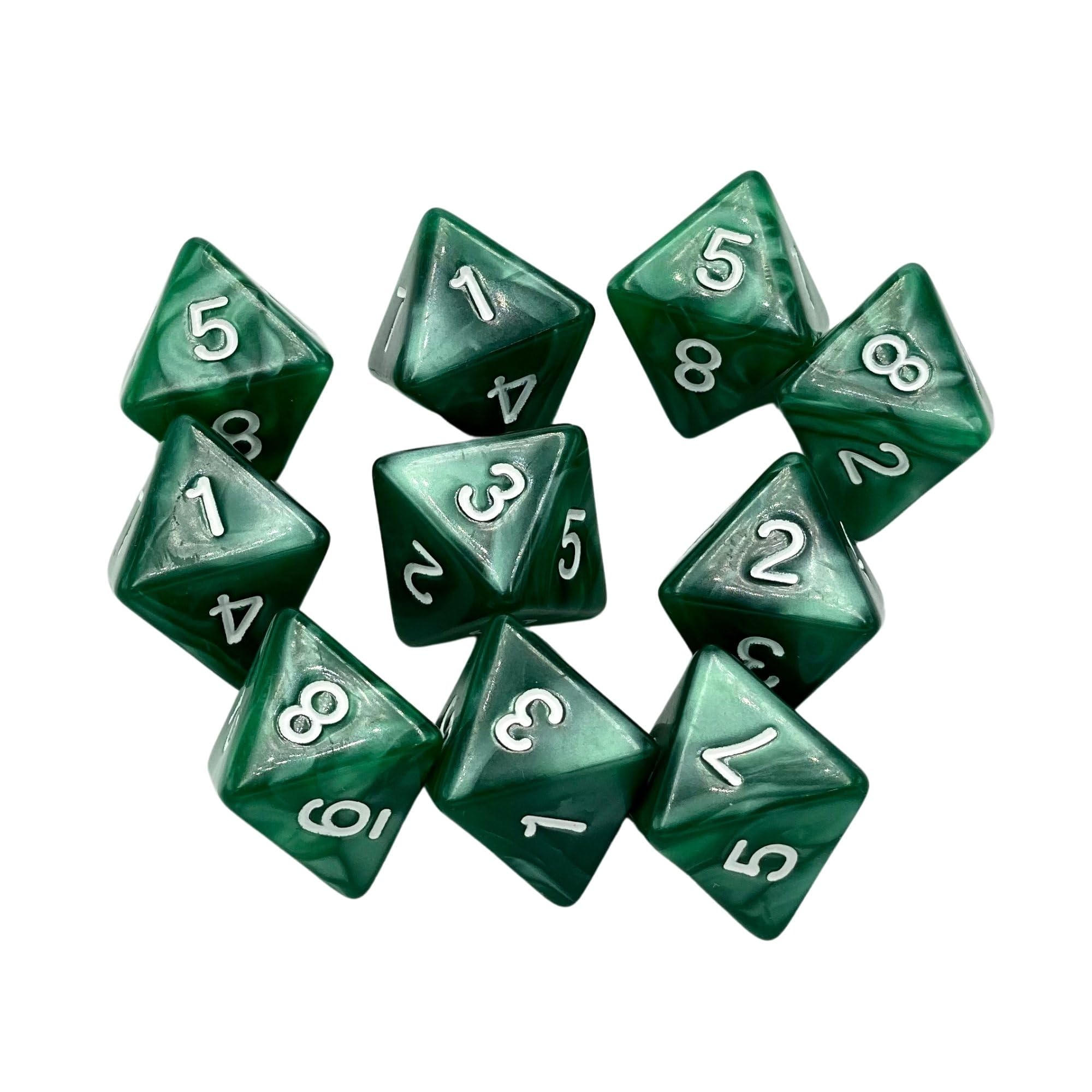 10 Pieces D8 Polyhedral Dice Set - 8 Sided Dice with Numbers | Ideal for Board Games, Classroom Activities, Party Table & Gaming Fun (Color: Green, Size: 1.6cm/0.63in)