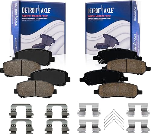 Detroit Axle - Pastillas de freno para Dodge Dart 2013-2016 2014 2015 pastillas de freno de cerámica con reemplazo delantero y trasero de hardware
