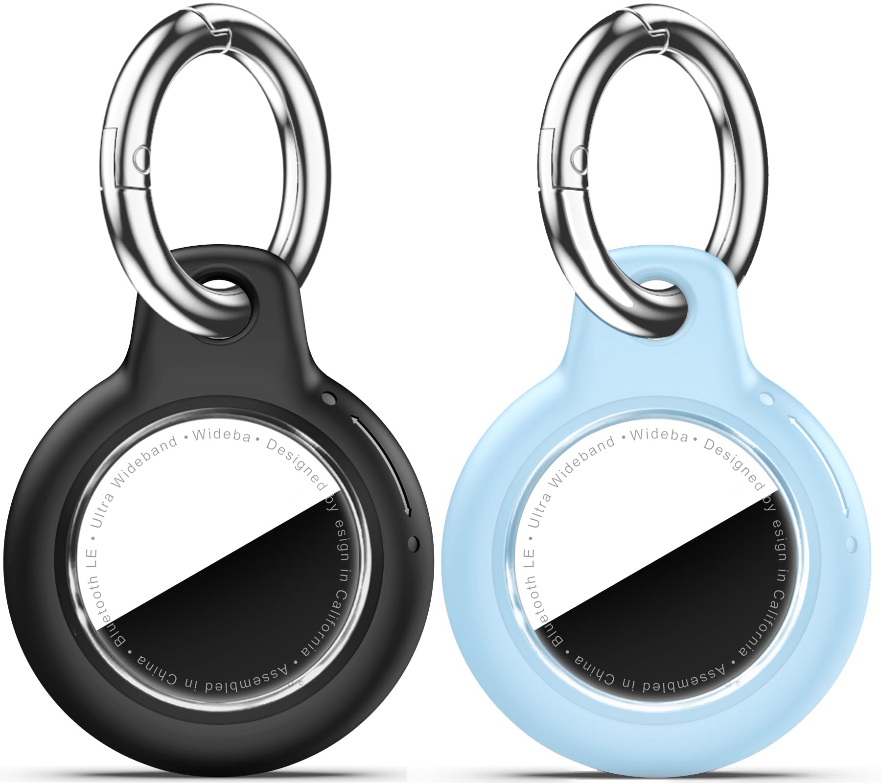 for Apple AirTag 2nd &amp; 1st Gen, Waterproof Case for AirTag Holder Keychain,GPS Tracker Cover for Dog,Car Key,Luggage-F4-Black+Sky Blue