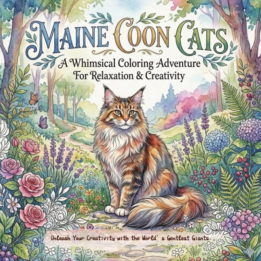Maine coon cat: A whimsical coloring adventure for relaxation and creativity