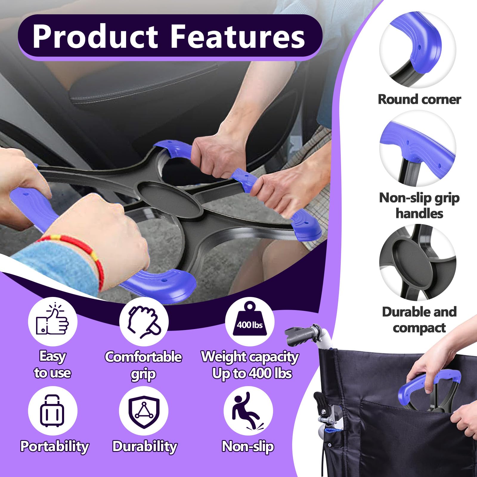 4-in-1 Mobility Independence Set, Incl Car Door Handle For Elderly, Portable Standing Aid, Adjustable Car Door Handle with Lift Assist Hook, Car Door Assist Handle for Elderly, Disabled and Pregnant — Amazon image 4