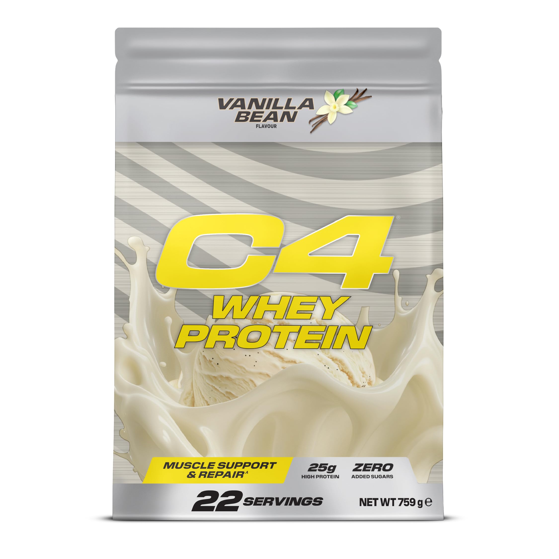 Cellucor C4 Whey Protein Powder, Vanilla Bean, 25g Protein, Low Sugar, Post-Workout Recovery, 22 Servings