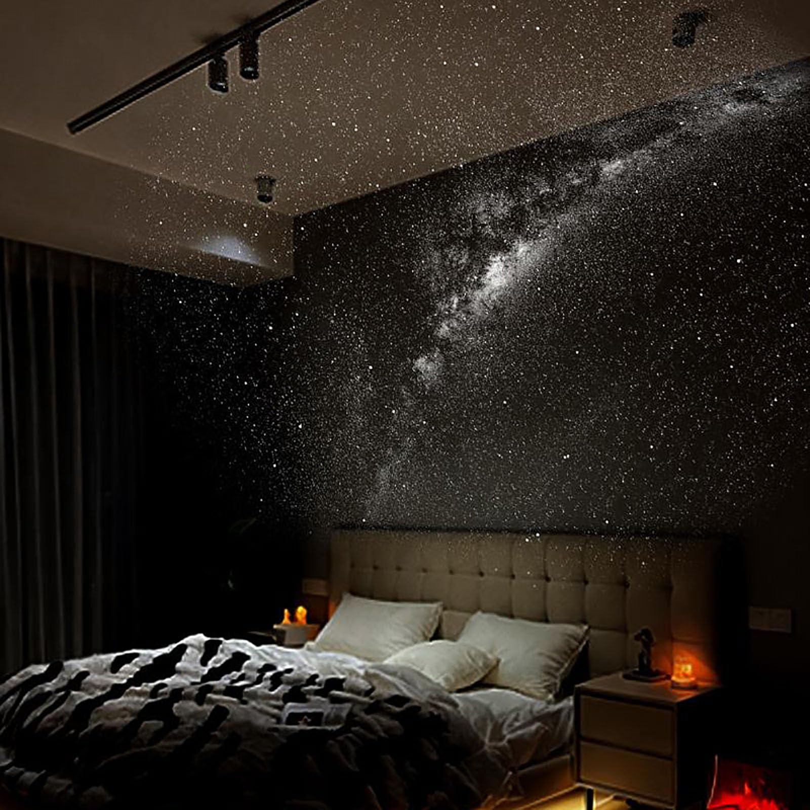 Proyector de Galaxias, Proyector de Cielo Estrellado y Luz Nocturna 2 en 1, Lámpara LED Espacial Galaxia Ajustable 360°, Iluminación Ambiental USB de Vía Láctea para Decoración de Techo (12Pcs)