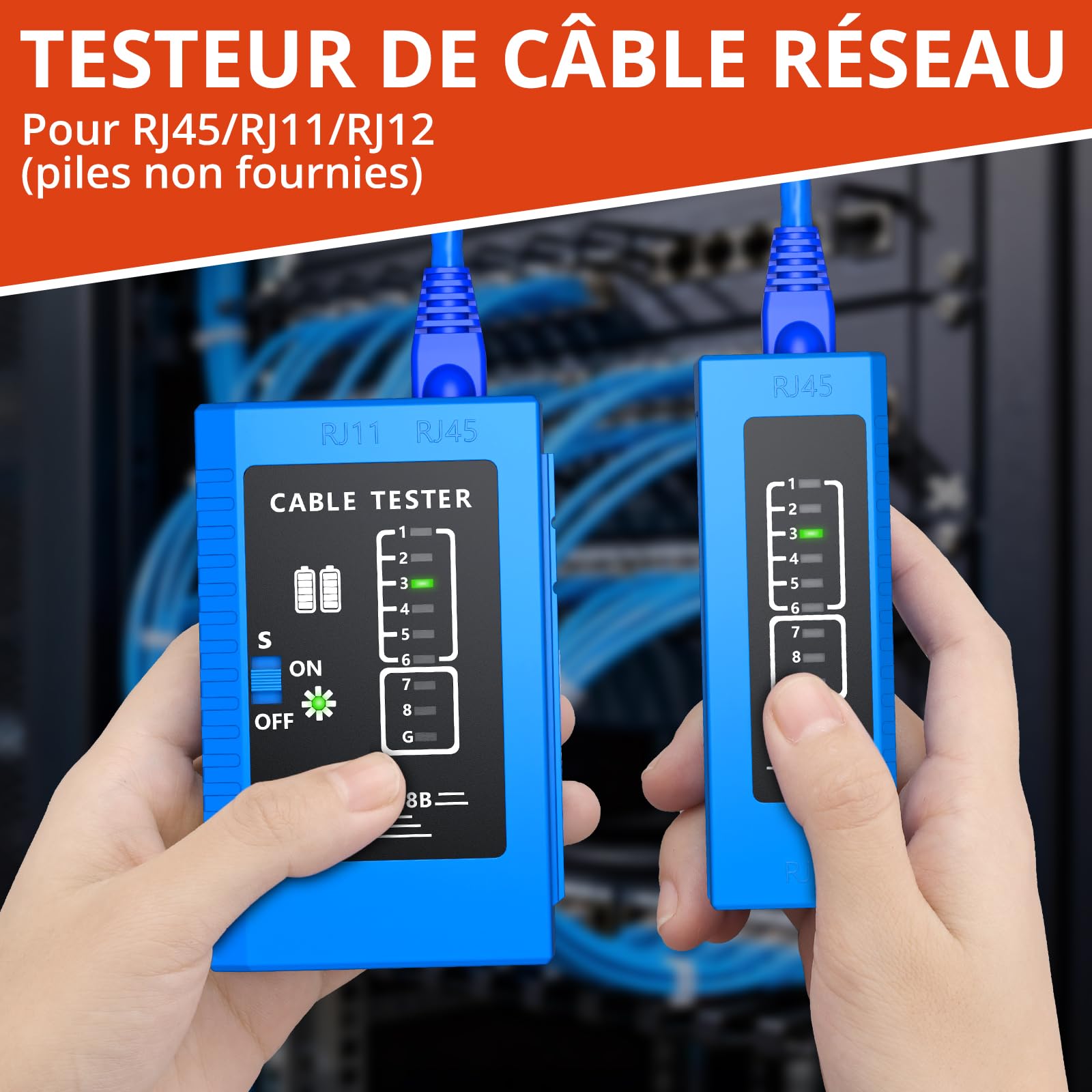 GETLITOOL Kit D'Outils de Sertissage RJ45 Pince à Sertir pour Réseau Ethernet,avec 60 Connecteurs Traversants RJ45/Cat5/Cat6/Cat6a/Cat7,60 Couvercles de Protection,Réseau Domestique DIY Bleu