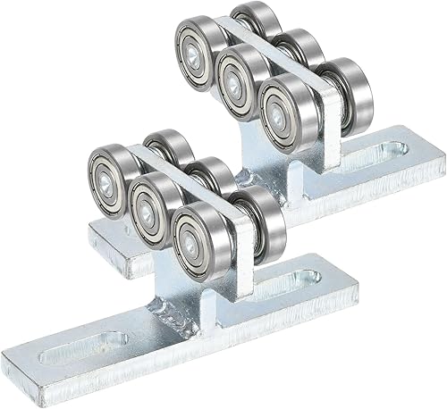 PATIKIL Paquete de 2 carros de rodillos de instalación de polipasto eléctrico con 6 ruedas de rodillo, carrito de vigas para uso con canales de