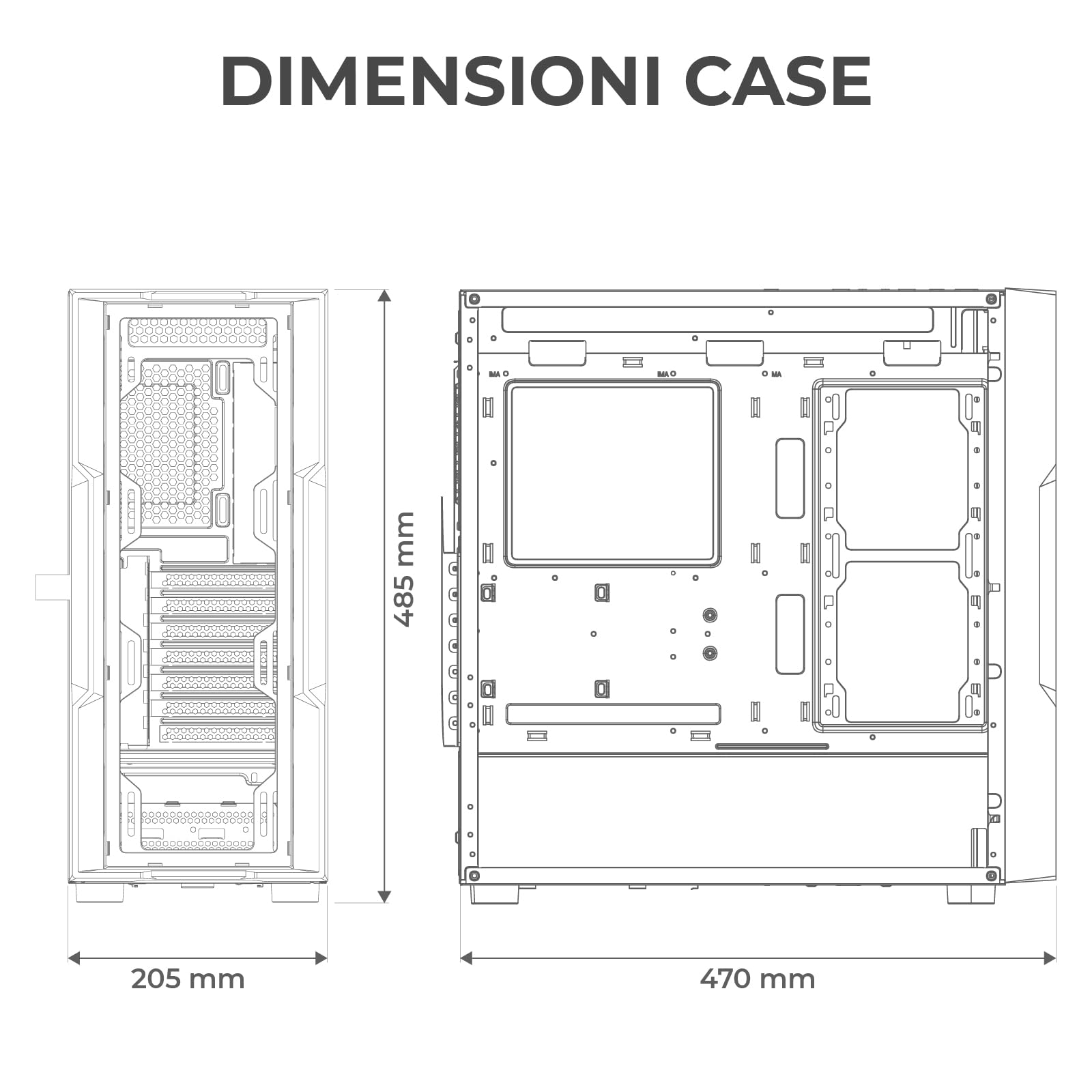 Noua Smash SK100 Case Gaming PC Mid-Tower ATX/E-ATX | Doppio Vetro Temperato | 4 Ventole ARGB PWM Preinstallate | AIO 360mm | GPU fino a 400mm | Airflow Ottimizzato