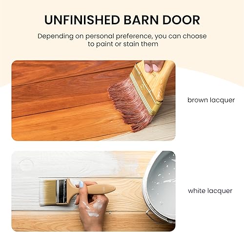 Miniatura 9 de SMARTSTANDARD 38in x 84in Sliding Barn Door with 6.6ft Barn Door Hardware Kit & Handle, Pre-Drilled Ready to Assemble, DIY Unfinished Solid Spruce