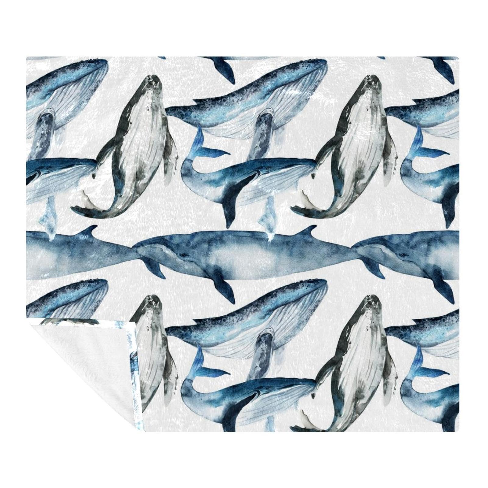 Couverture polaire baleines microfibre 150x200 cm pour lit et canapé