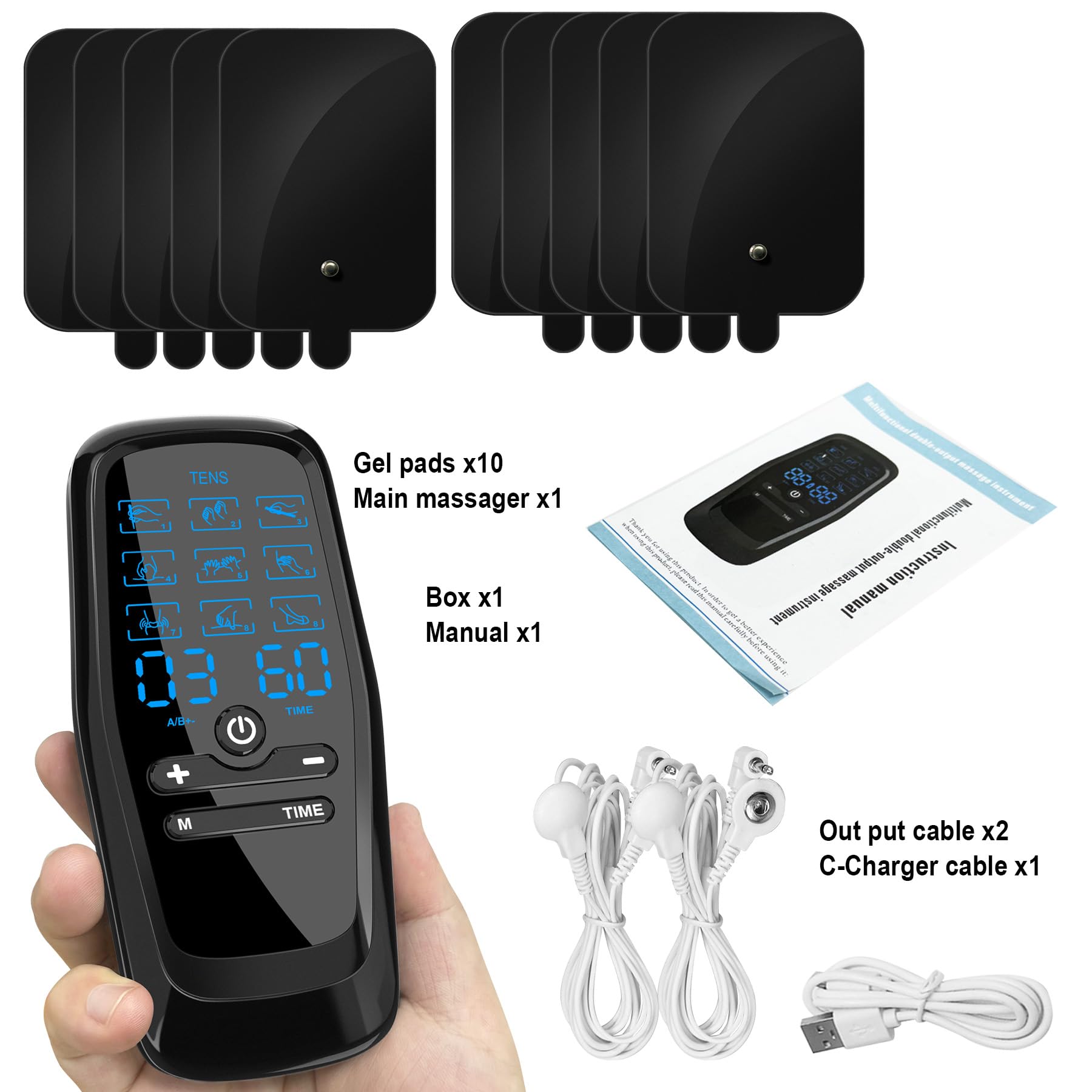 Dual Channel TENS Unit Muscle Stimulator with 10-Pad Set for Pain Relief — Amazon image 9