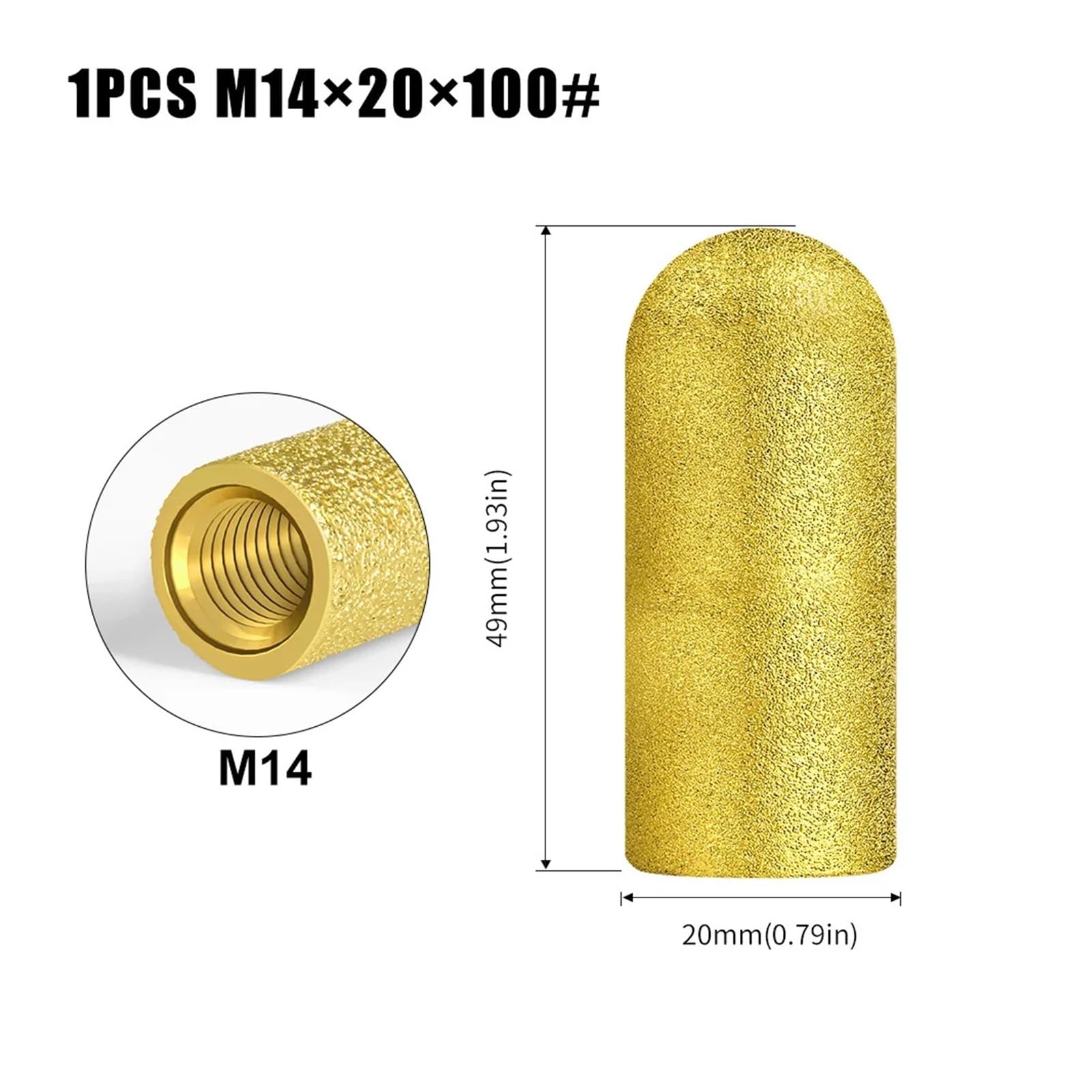 Ściernica diamentowa palcowa 1 szt. M10/14 lutowana ściernica cofkowa frez palcowy przycinanie ścierna okrągła główka(M14 x 20mm x 100)