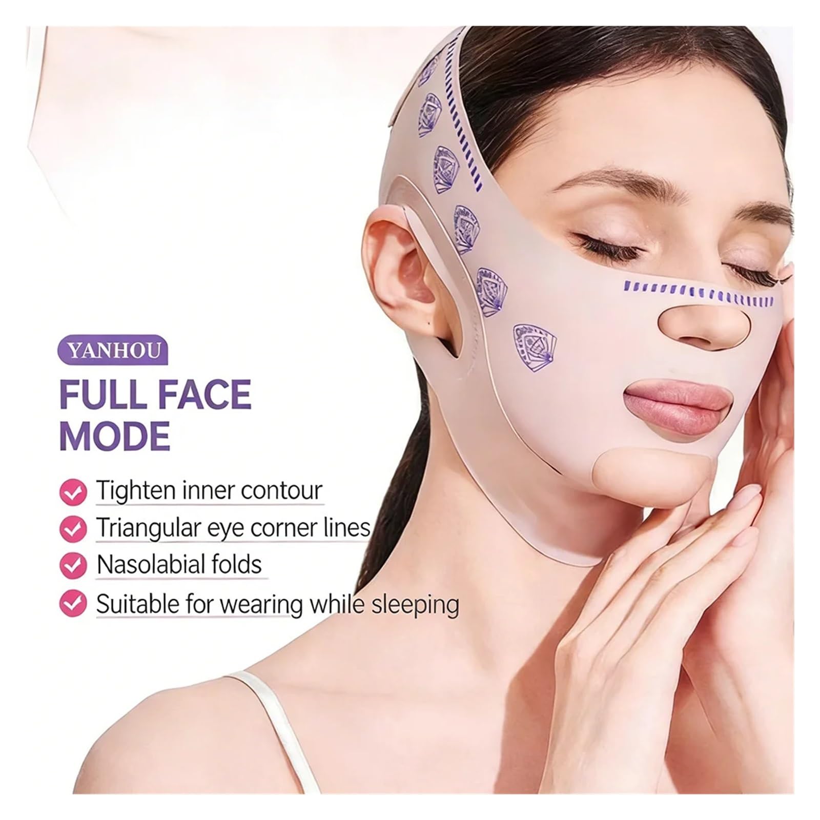Gesichts Lifting Gürtel Doppelschichtige, verbesserte Kinn-Up-Maske, V-Linie, Facelift, Straffungsmaske, Gesichtslifting-Gürtel, Gesichtsmassagegurt, Hautpflege für Frauen(2pcs - Double Layer)