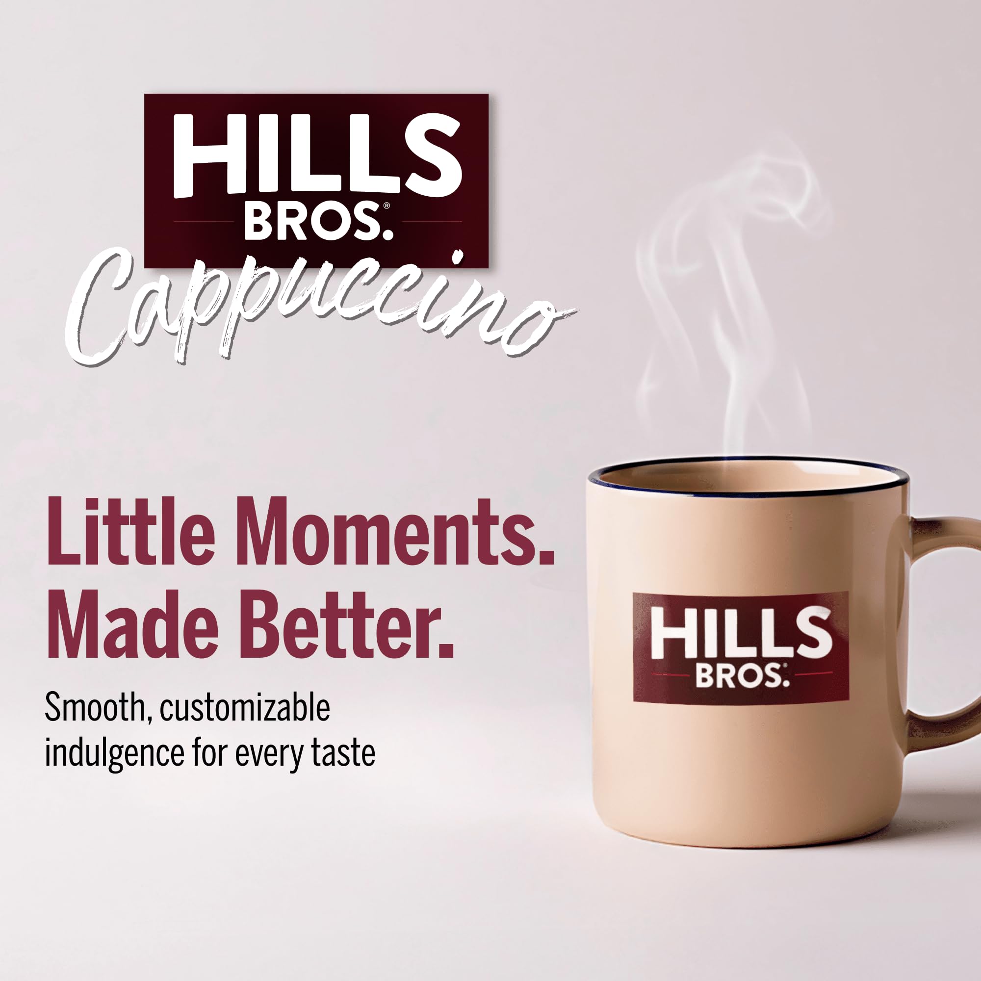 Hills Bros. Instant Cappuccino-Mischung, zuckerfreie französische Vanille und Doppel-Mokka-Variety Pack (340 ml, 3 Stück) – praktisch und vielseitig, sofort heißer oder Eiskaffee, schaumiger und