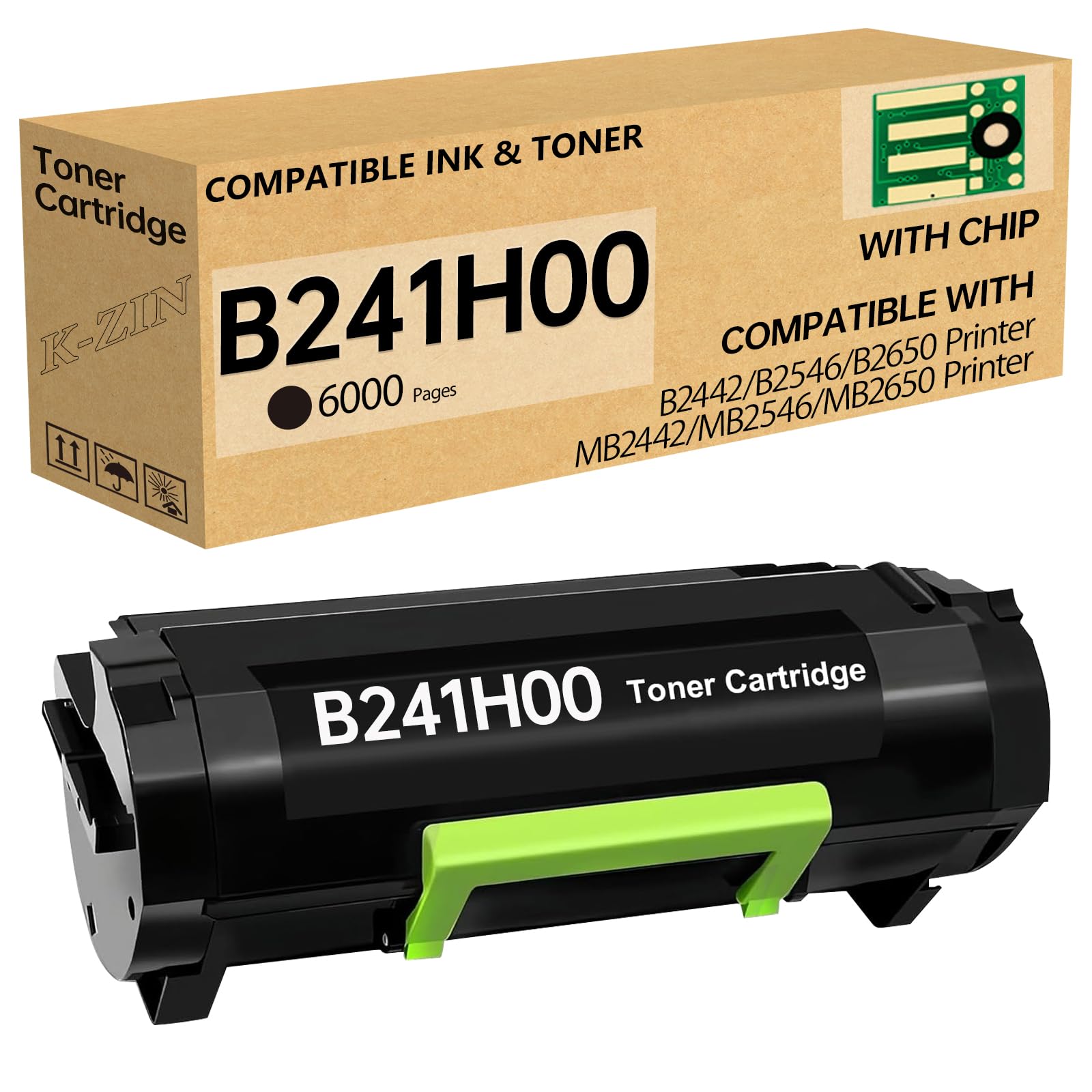 K-ZIN B241H00 Toner Cartridge(with Chip) Compatible with Lexmark B241H00 Toner for B2442 MB2442 B2546 MB2546 B2650 MB2650 B231000 B241H00 B240HA0