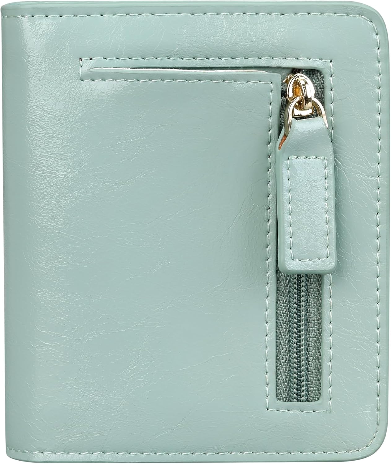 Itslife Women's Rfid Blocking Small Compact Bifold Leather Pocket Wallet Ladies Mini Purse with id Window (Waxed Light Green) - Image 2