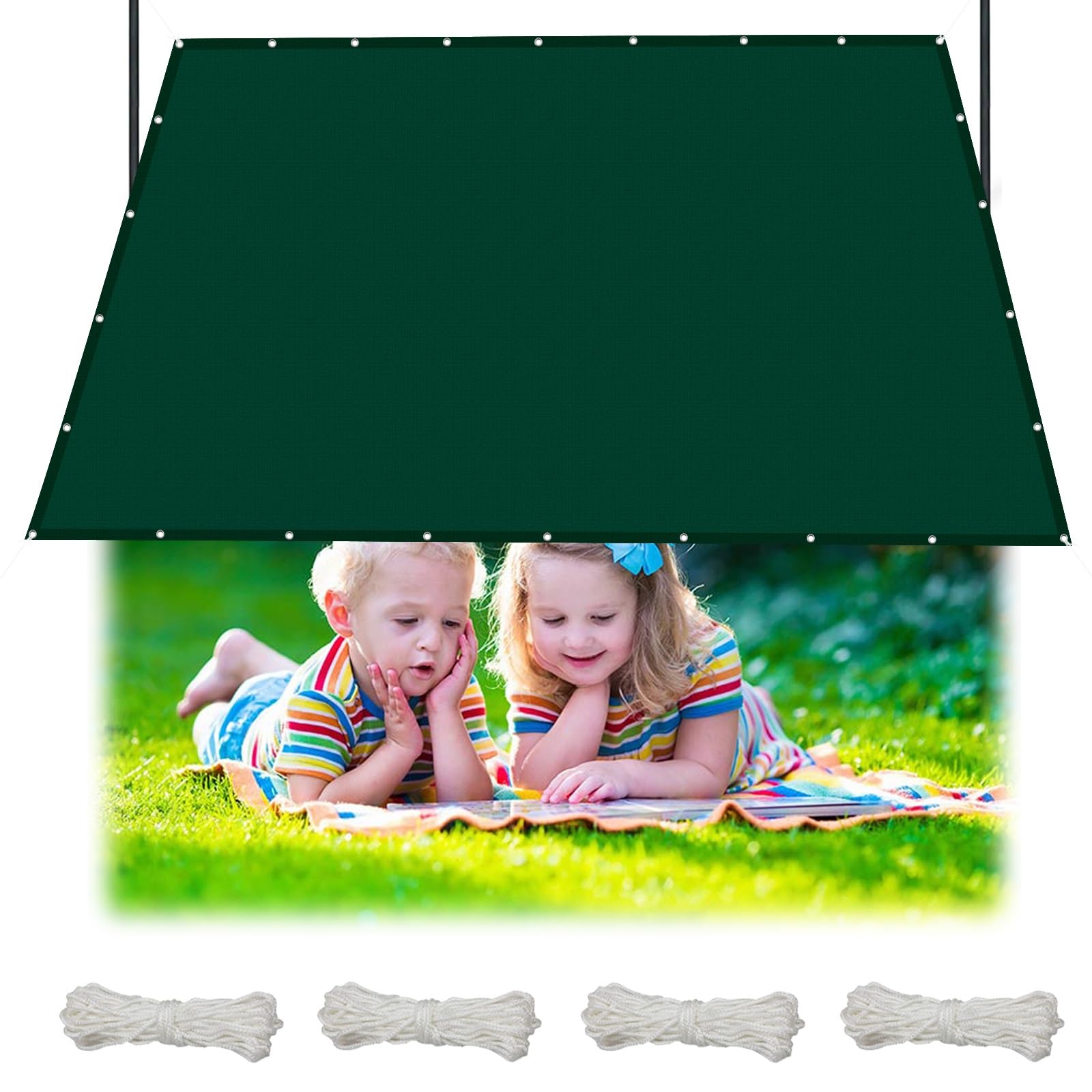 Prostokąt żagla przeciwsłonecznego 1.5 x 3.2 m Pergola żaglem patio, Zadaszenie tarasu z żaglem ogrodowym Wodoodporny poliester PES do trawnika na patio w ogrodzie, Ciemnozielony