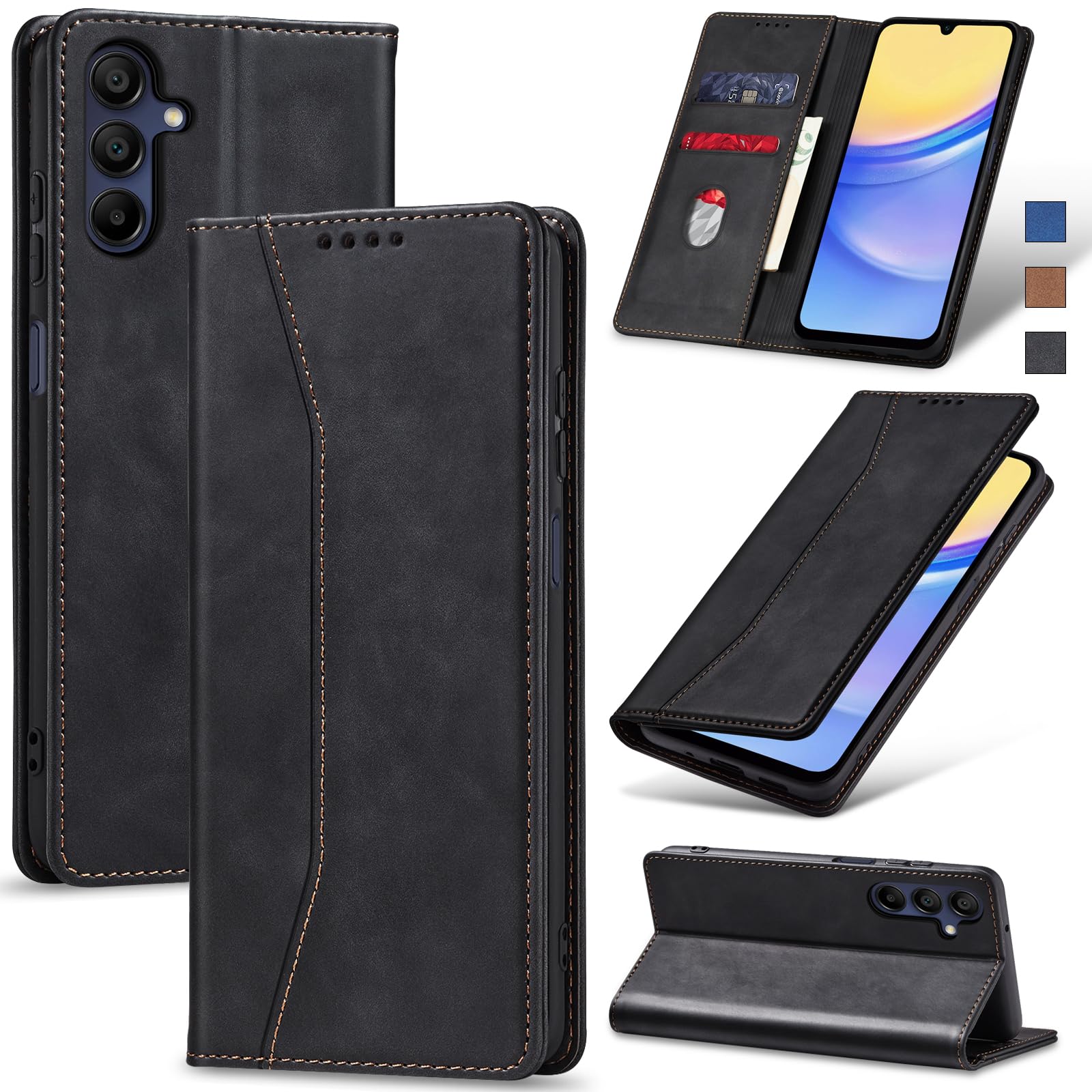 Jasonyu Funda Para Xiaomi Poco X7 Pro,Cuero PU Carcasa,Tipo Libro Flip Case Con Tarjetas Y Cartera,Soporte Plegable,Cierre Magnético,Capa (Marrón