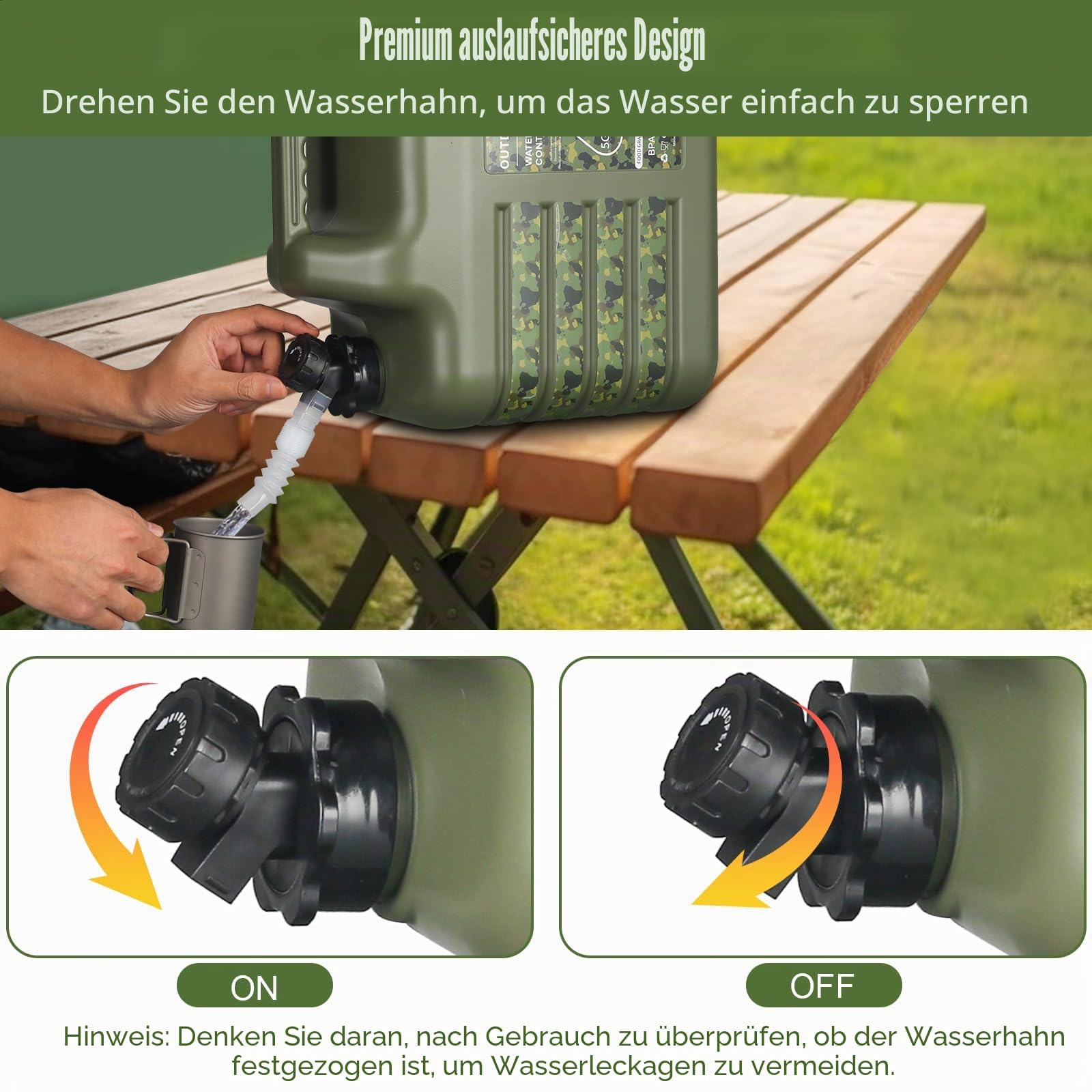 ASIEIT Wasserkanister mit Hahn 18.5L, Camping Wasserkanister, BPA-frei Tragbarer Mehrzweck Kanister Wassertank, Wassertank Camping mit Griffen, Auslaufsicher kanister, für Notfälle, Outdoor