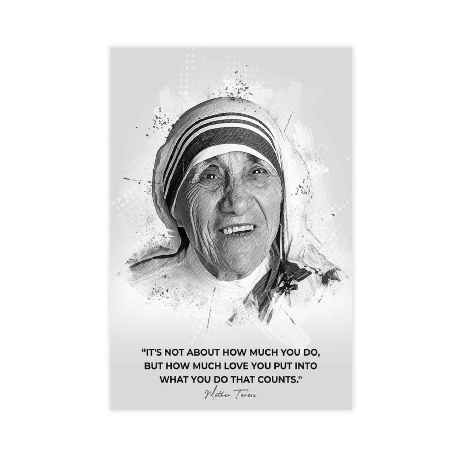 Yingxi Unframe-Style1 Mother Teresa Motivational Quotes Poster Canvas Wall Bedroom Decor Picture Sports Landscape Offices Room Decor Gift 12×18Inch(30×45Cm)