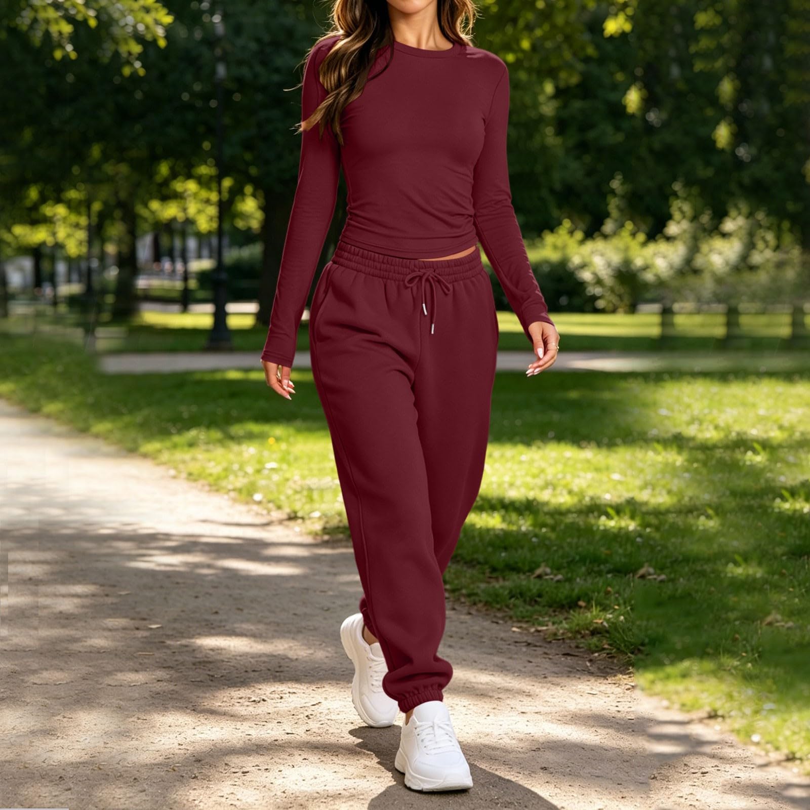 Chandal Mujer 2 Piezas Conjunto Chándal de Top Ajustado y Pantalon Jogger