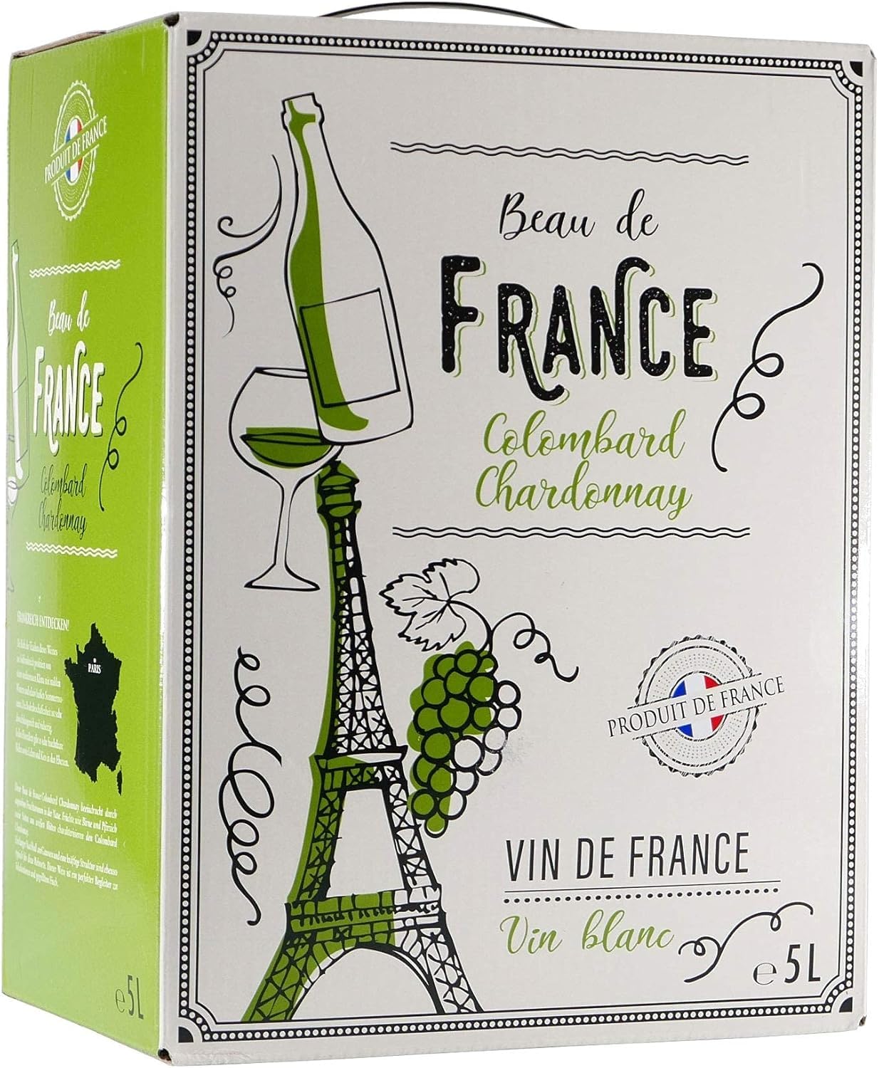 Beau de France - Colombard Chardonnay, Trockener und fruchtiger Weisswein Bag-in-Box 5L (1 x 5L)