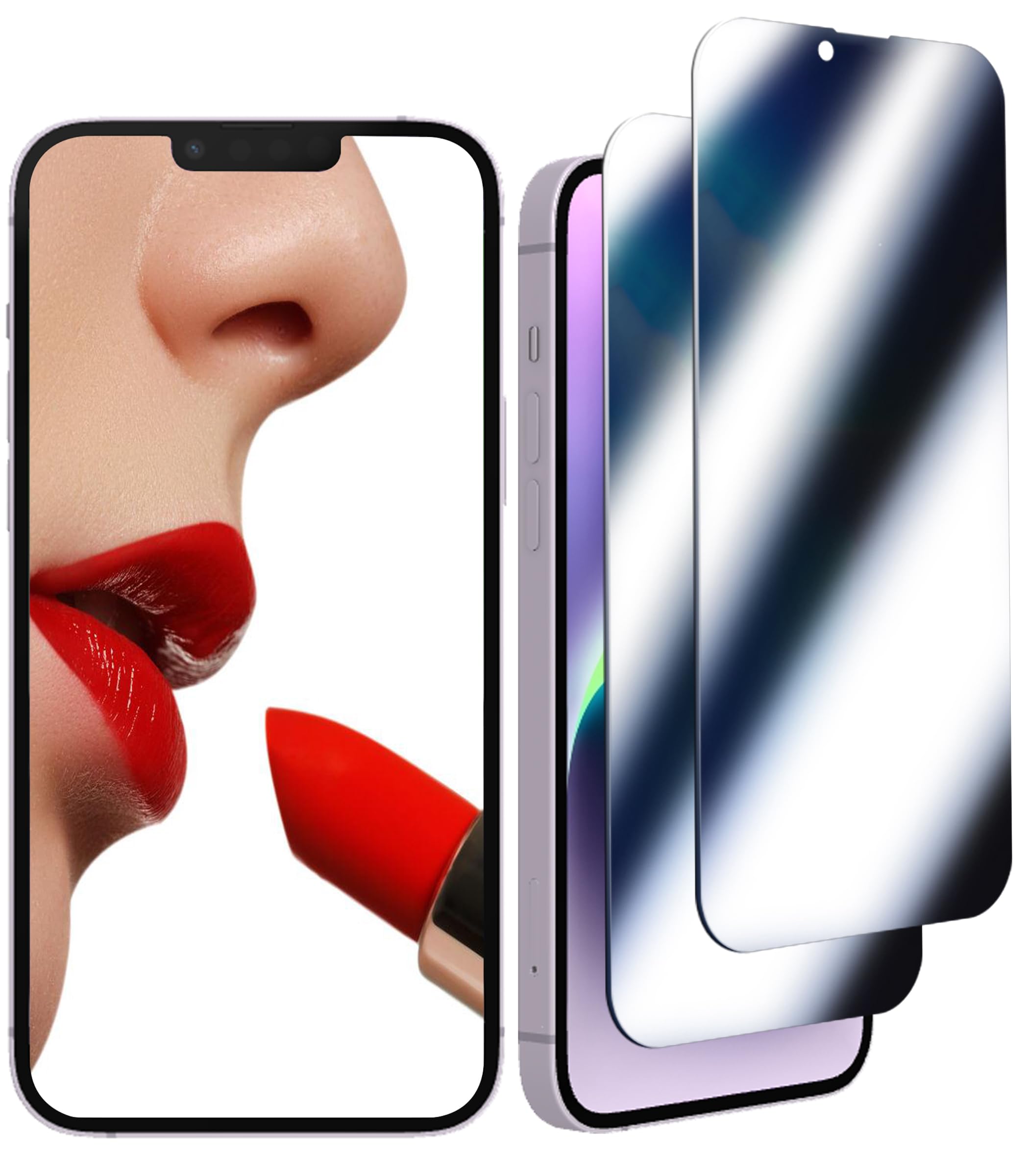 Ivachell compatible with iPhone 13 Pro Max and compatible with iPhone 14 Plus 2 Pack Privacy Screen Protector Mirrored Tempered Glass Mirror Effect Anti-Spy Full Coverage Bubble Free Easy Installation