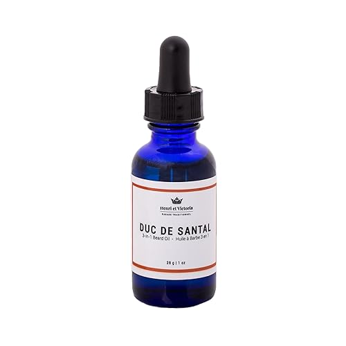 Duc de Santal Aceite de barba hidratante, no grasoso, simple y eficaz, uso como aceite de pretener o aceite de afeitado, hecho a mano, 28 g (1 oz)
