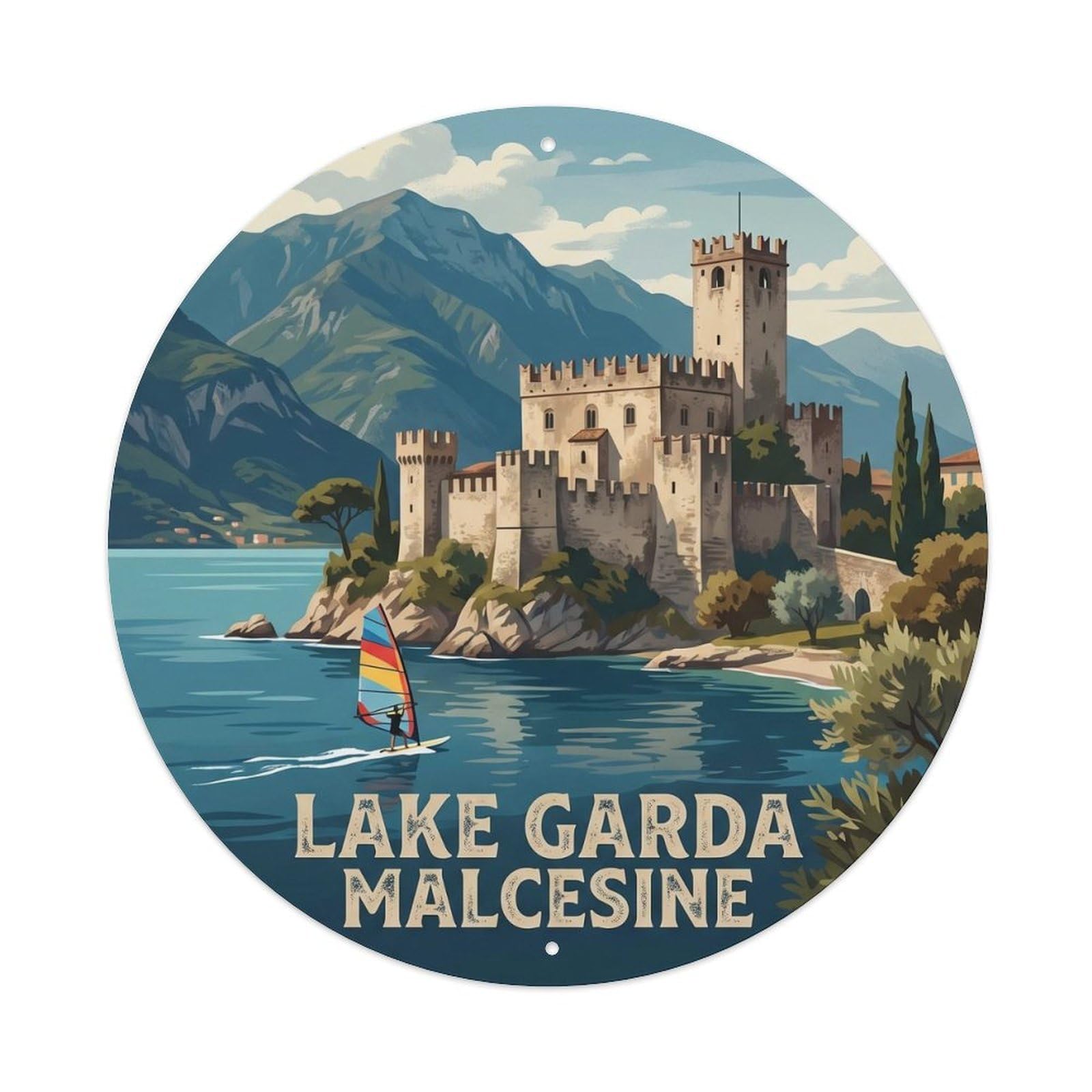 Malcesine Lake Garda Italy Landmark Travel Retro Metal Tin Sign