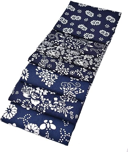 Miniatura 4 de 7 x diferentes patrones azules chinos Han Folk tradicional impreso artesanía tela pura paquete de 18.1 x 22.0 in (aprox. 18 x 22 pulgadas)