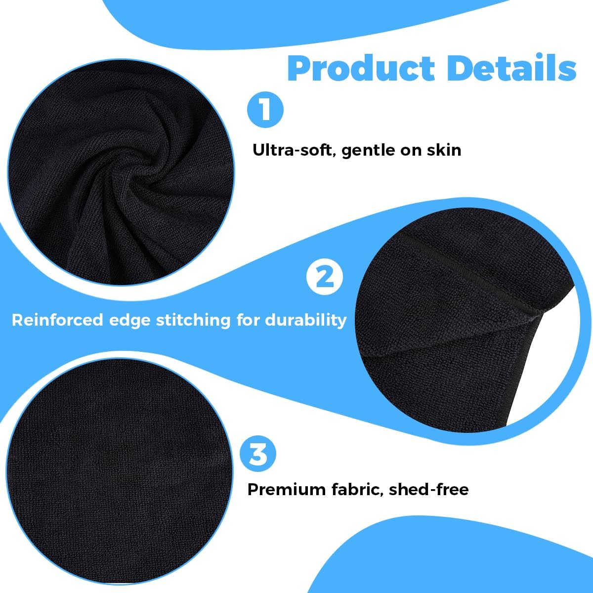 12 Pieces Microfibre Cloths, 32 x 32 cm Microfibre Cloths, Car Drying Towels, Reusable Microfibre Cleaning Cloths, Super Absorbent, Car Cleaning Cloths for Home, Kitchen, Black image 3