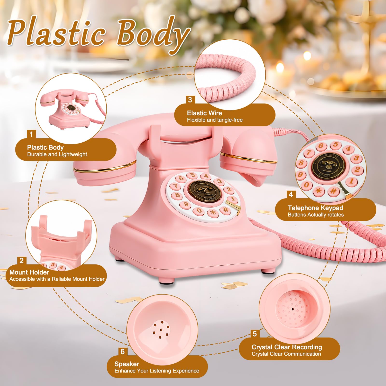 Audio księga gości weselnych, telefon w stylu vintage, z pudełkiem prezentowym premium na specjalne okazje, wieczór panieński, urodziny, baby shower, jubileusz, zaręczyny