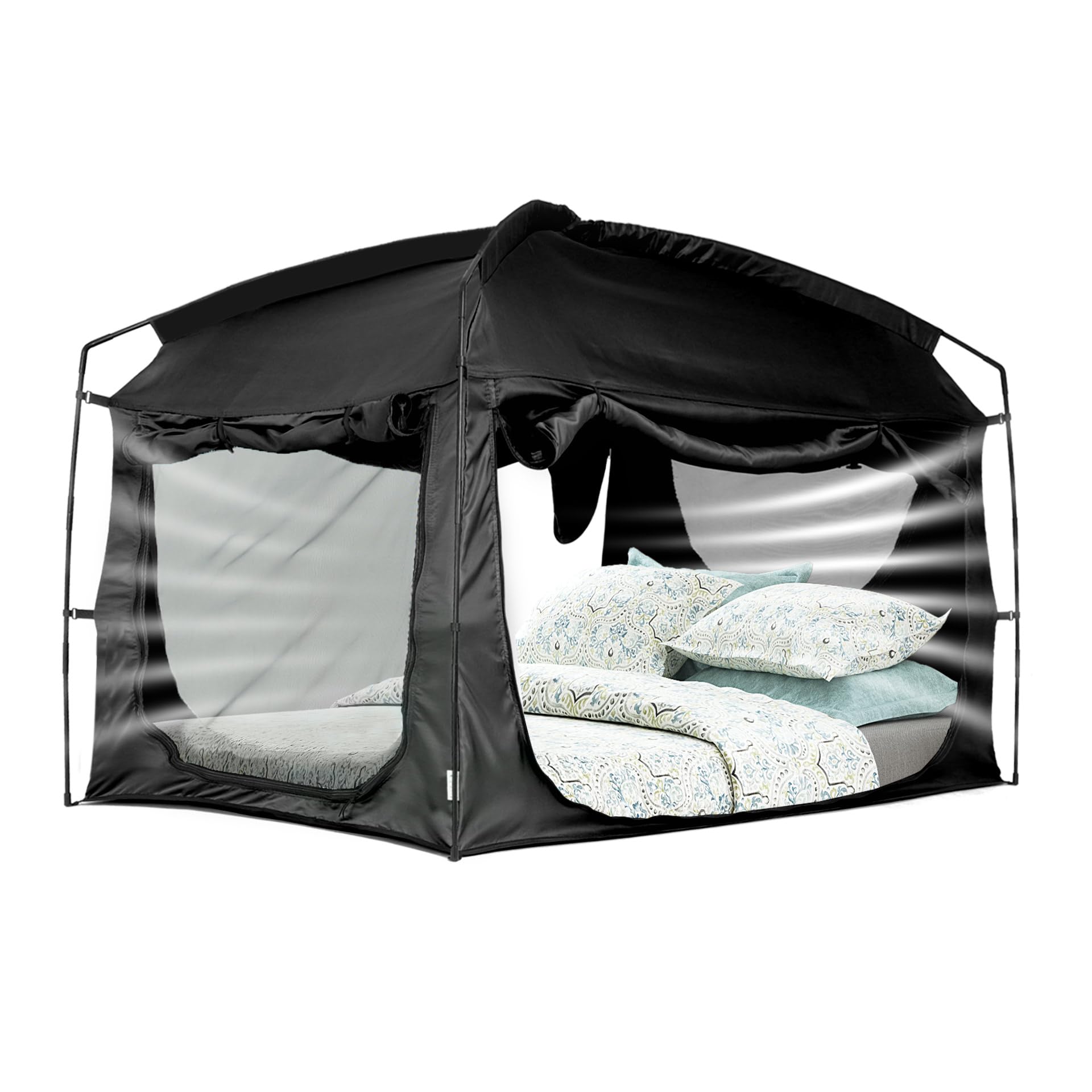 Bed Tent,Portable Privacy Sleeping Bed Canopy,Blackout 90% Drapes for Kids and Adult,Indoor Space Tent with Breathable Large Mesh Windows