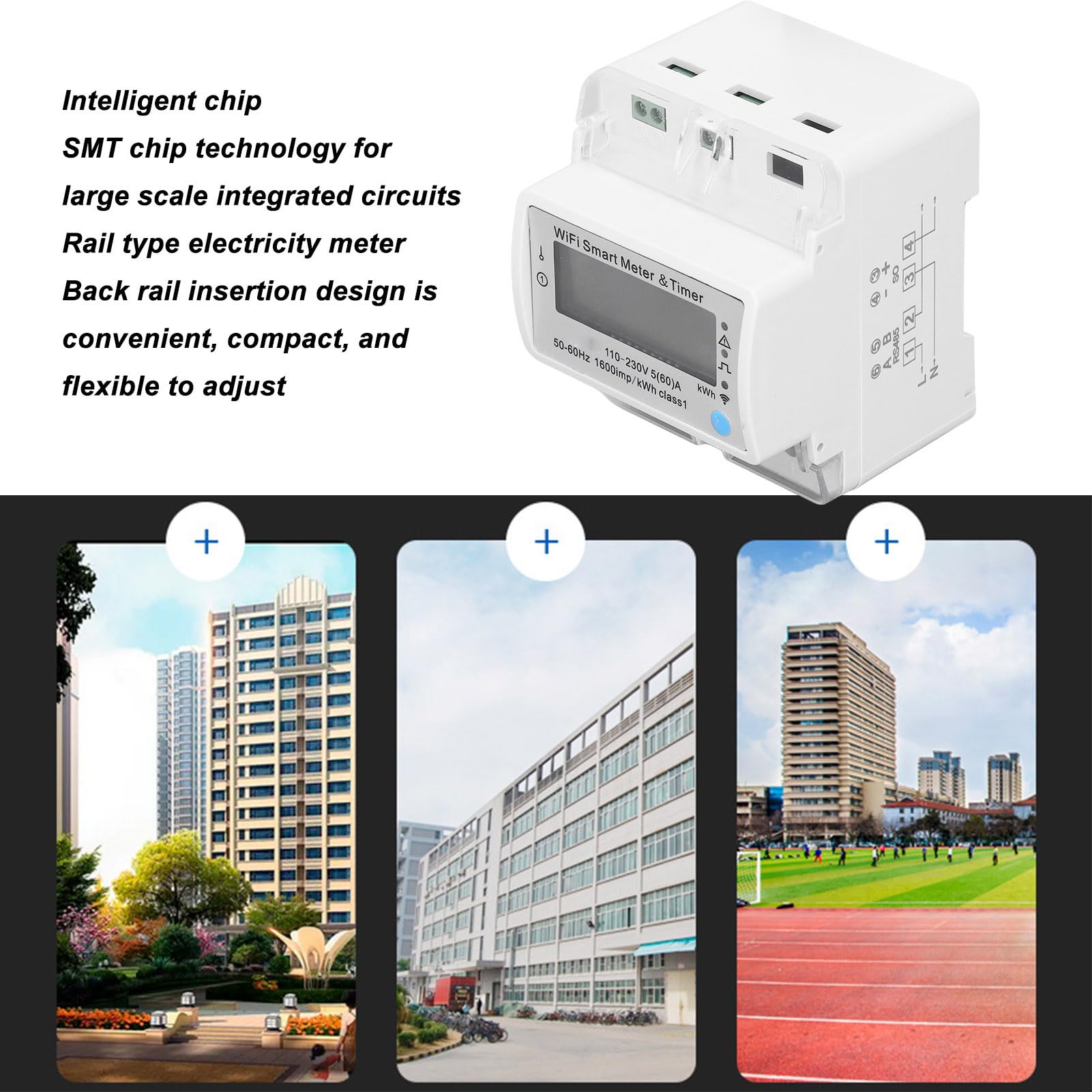 flexman Inteligentny monitor energii AC110~230 V, cyfrowy monitor zużycia energii elektrycznej 4P z kontrolą aplikacji, monitorowanie czasu regulowany inteligentny licznik Wi-Fi