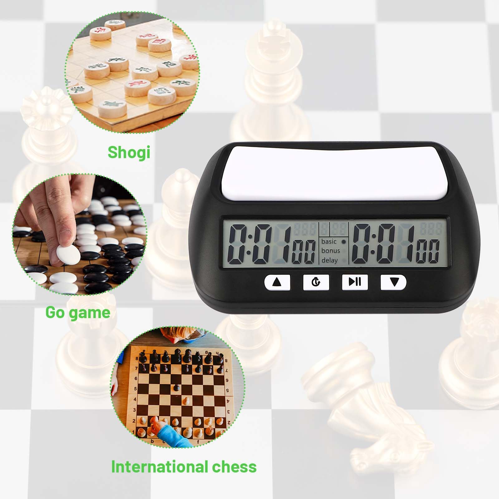 Mkitnvy Schachuhr Professional, Digitale Multifunktionsanzeige Schachtimer, mit Bonus & Verzögerung Count Down aufwärts Alarm，Schachuhren Elektronische Brettspiel für Zuhause & Turniere