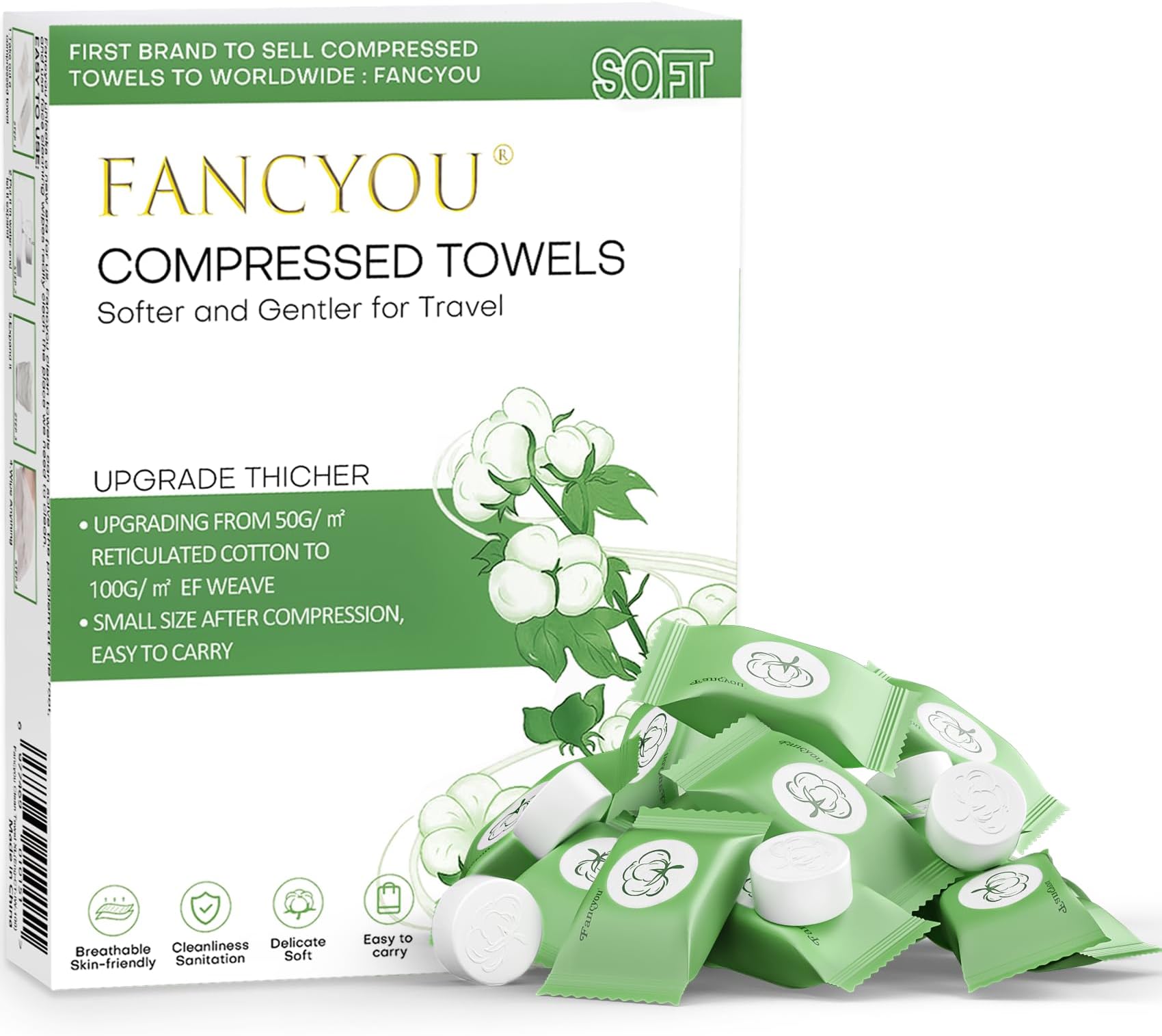 Compressed Towel 100 PCS Disposable Face Towels, Mini Portable Tablets Coin Tissue Compressed Cotton Hand Wipe Disposable Washcloths for Travel Camping Home Outdoor
