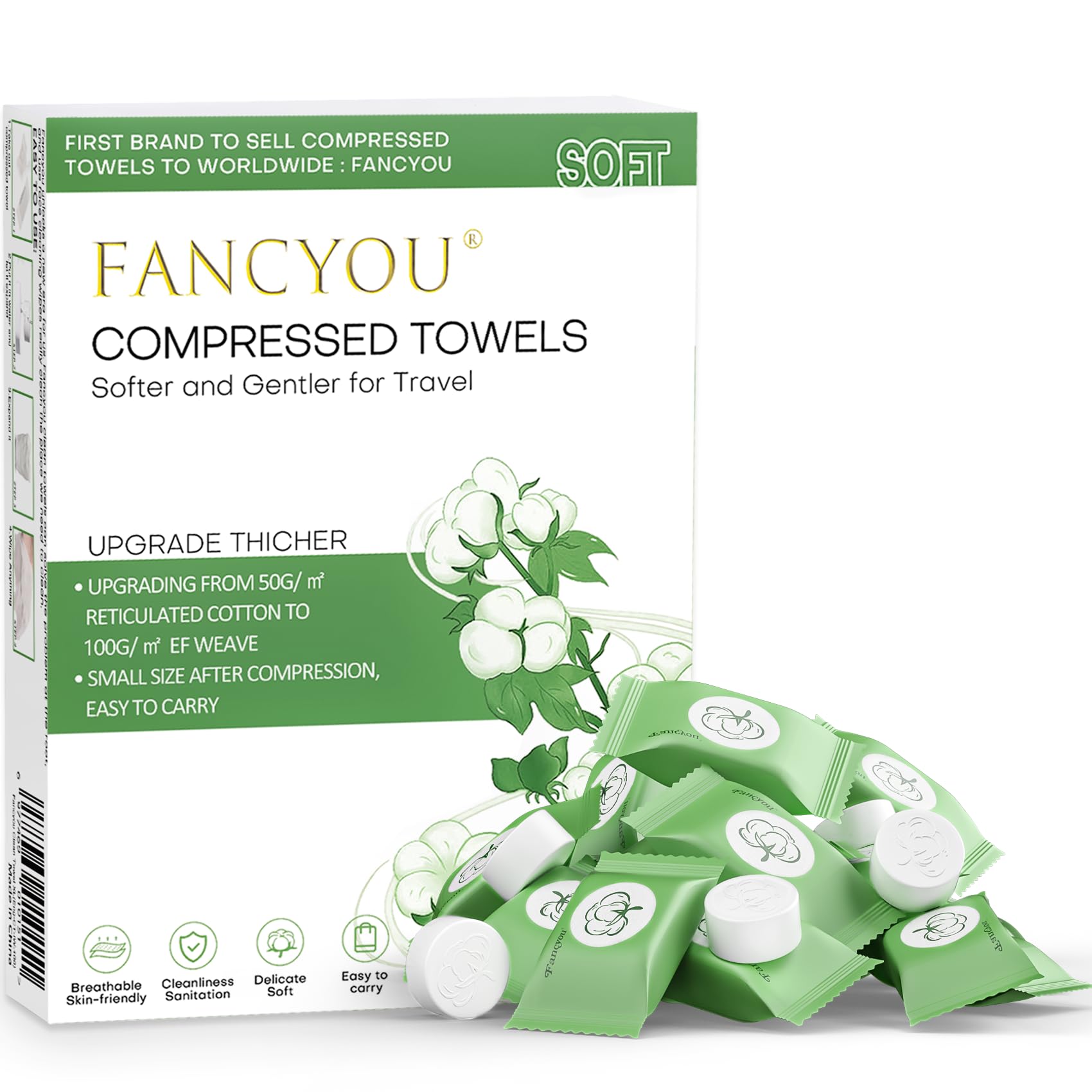 Compressed Towel 100 PCS Disposable Face Towels, Mini Portable Tablets Coin Tissue Compressed Cotton Hand Wipe Disposable Washcloths for Travel Camping Home Outdoor