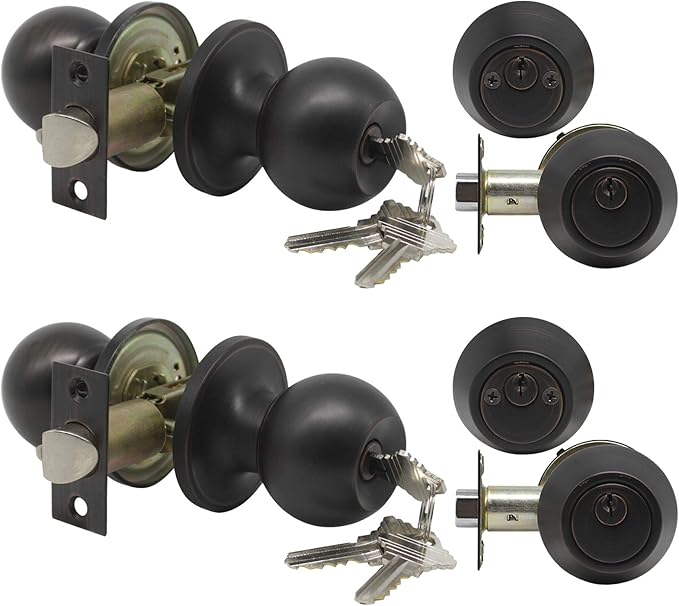 Oil Rubbed Bronze KeyedAlike Door Knobs and Double Cylinder Deadbolts