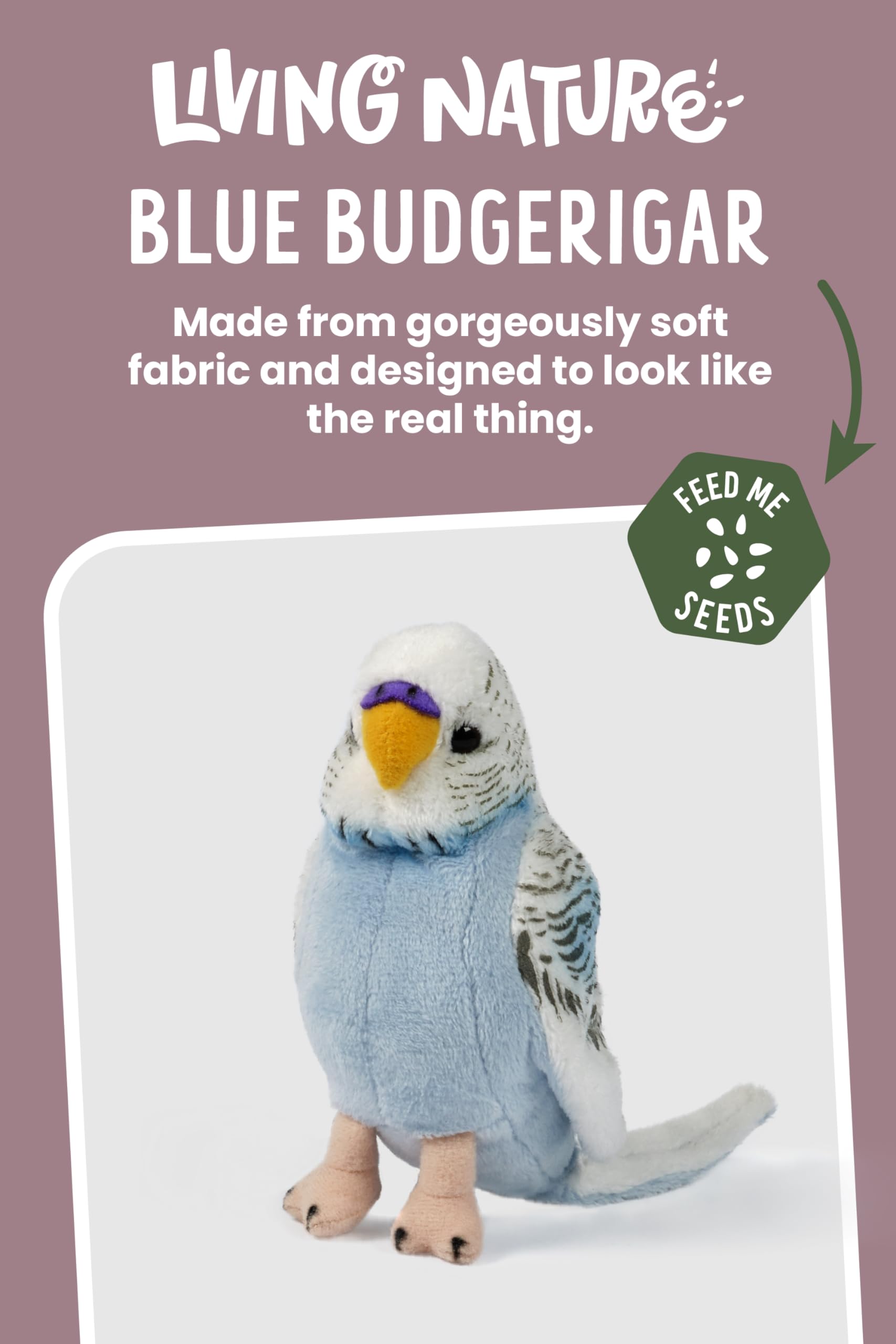 Living Nature Knuffel Blue Budgerigar with Sound