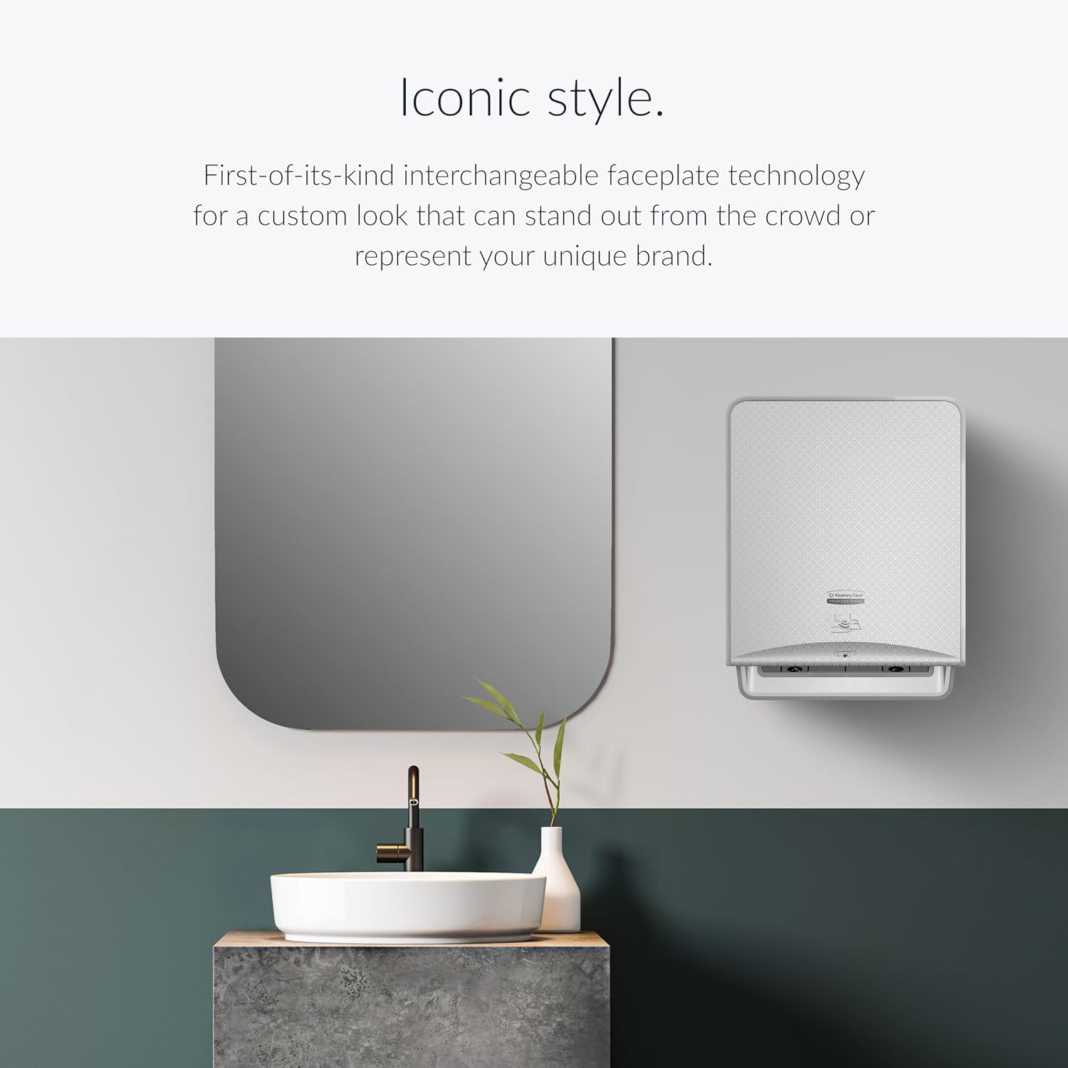 Kimberly-Clark Professional ICON Automatic Hard Roll Paper Towel Dispenser (58710), White Mosaic Faceplate, Wall Mounted, for Commercial Hand Towels (Qty 1)