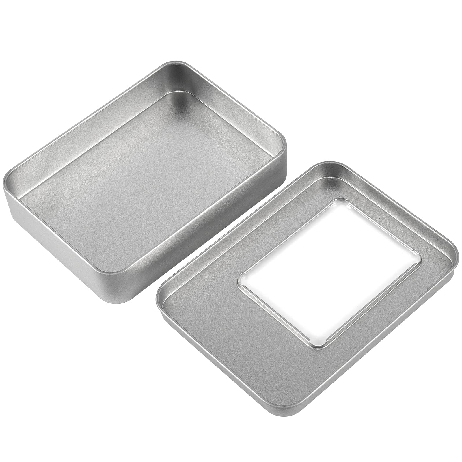 FUNSUEI Rectangular Metal Tins Cans, 24 Pack 4.5 x 3.5 x 0.8 Inches Empty Metal Tin Containers Cans with Lids but No Clear Window, Metal Tins Jars for Candles, Candies, Gifts, Balms, Small Crafts