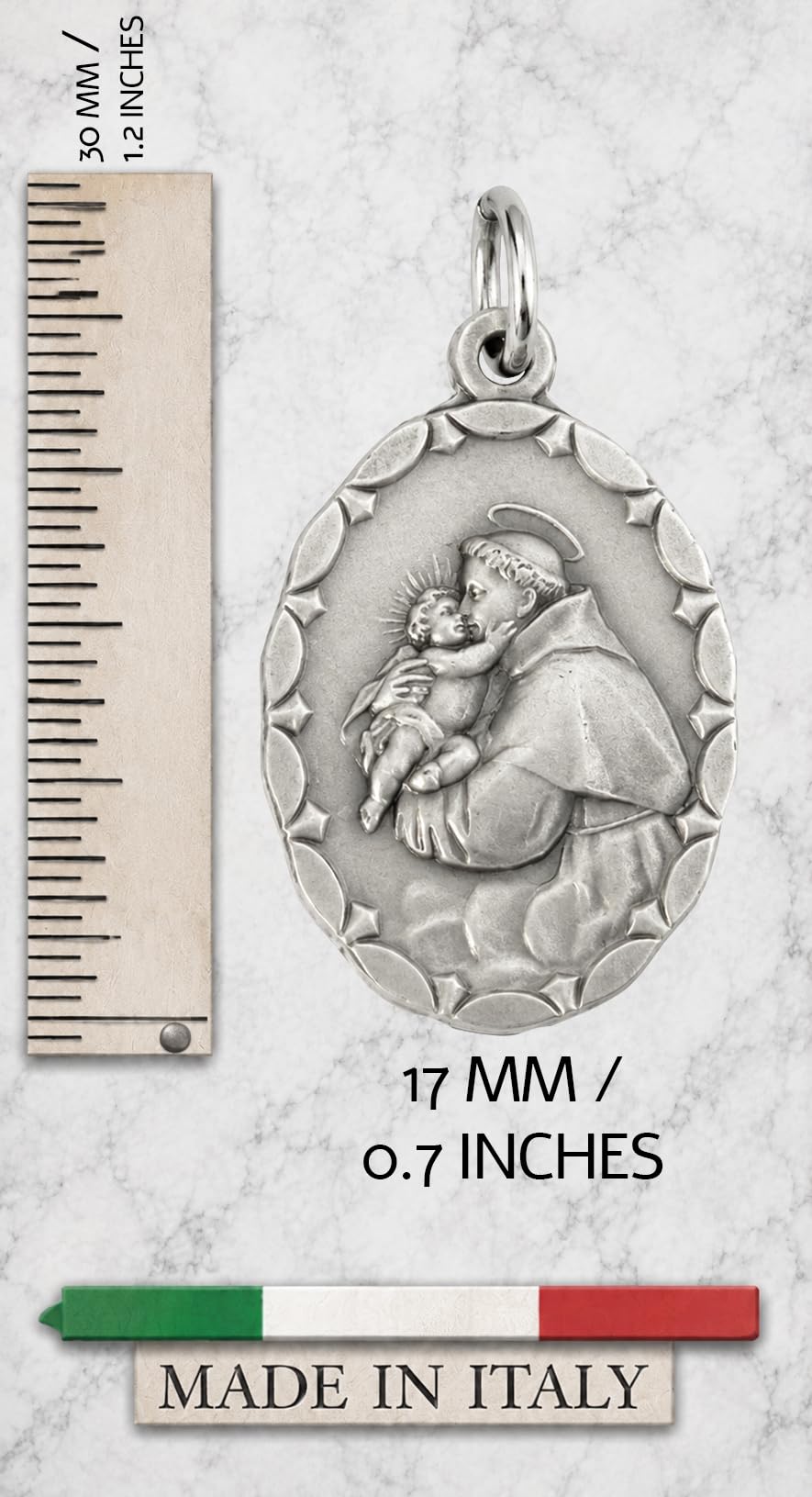 I G J MÉDAILLE OVALE DE SAINT ANTOINE DE PADOUE AVEC L'ENFANT JÉSUS - LES MÉDAILLES DES SAINT-PATRONS
