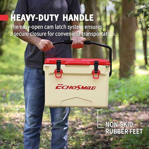 Miniatura 4 de EchoSmile Enfriador portátil aislado de 12 a 30 cuartos de galón, refrigerador rotomoldeado con anillo de sellado, caja de hielo ligera, enfriador