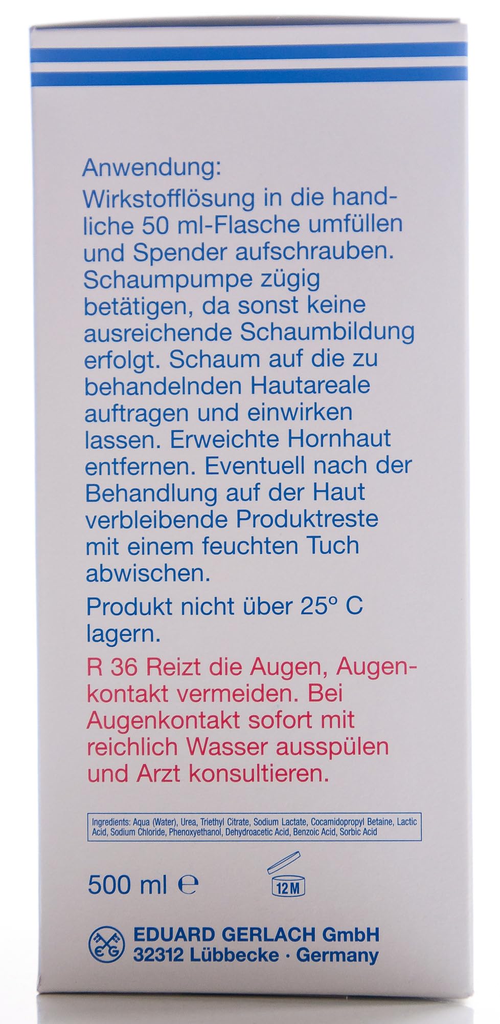 GEHWOL Fusskraft Hornhauterweicher, 25% Harnstoff mit Schaumspenderflasche, Hornhautentfernung, 500ml