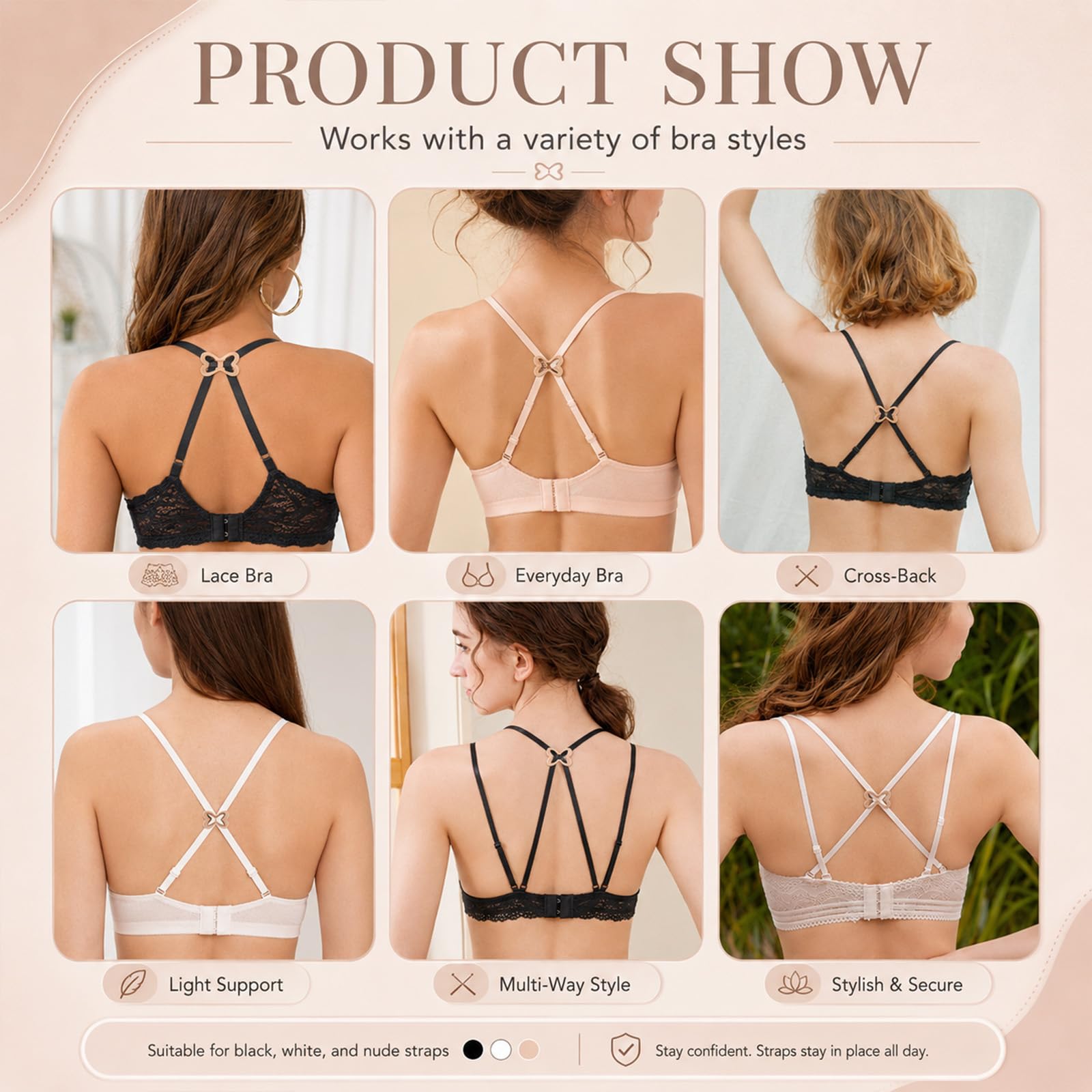 12 Stück Unsichtbare BH-Träger Clips, BH Träger Halter Schmetterling Stil BHS Clip BHS Clip, Bra Strap Holders für Fitnesssport Verhindern Schultergurte Rutschenfür Damen