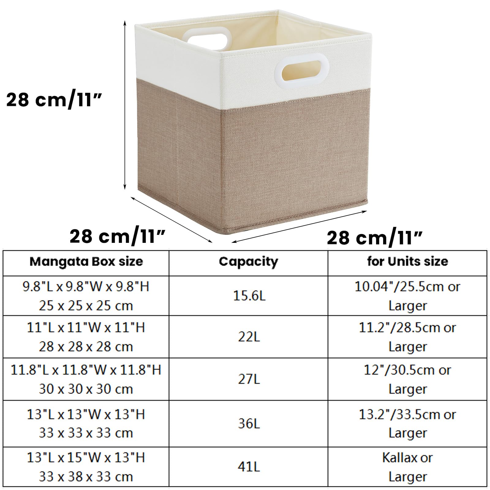 Mangata Cube Storage Boxes 28x28x28 cm, Fabric Storage Cube Baskets for Clothes Bins Baskets - Image 4