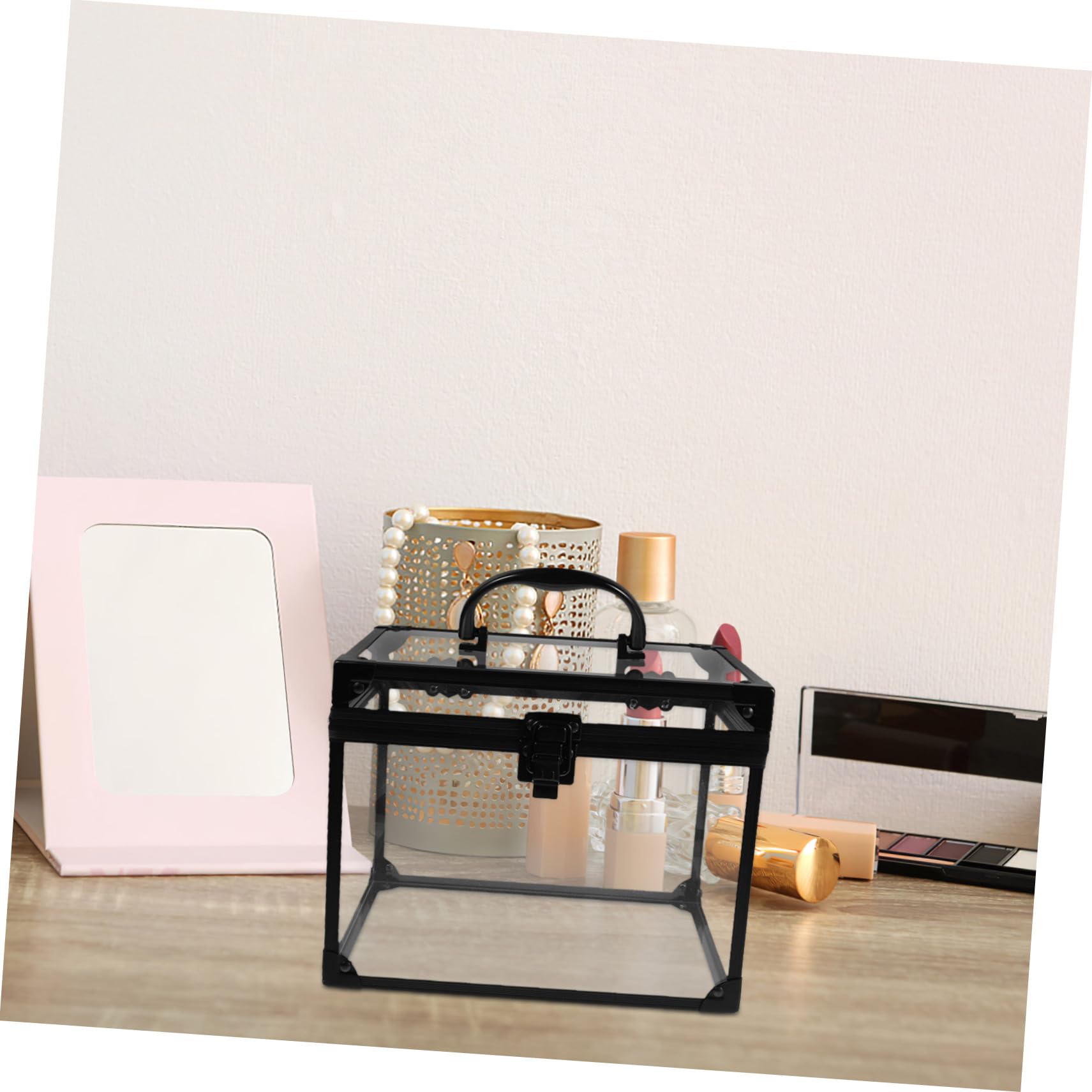 FRCOLOR Elegante Custodia Da Viaggio Per Il Trucco Organizer Per Gioielli Beauty Case Con Lucchetto E Chiavi