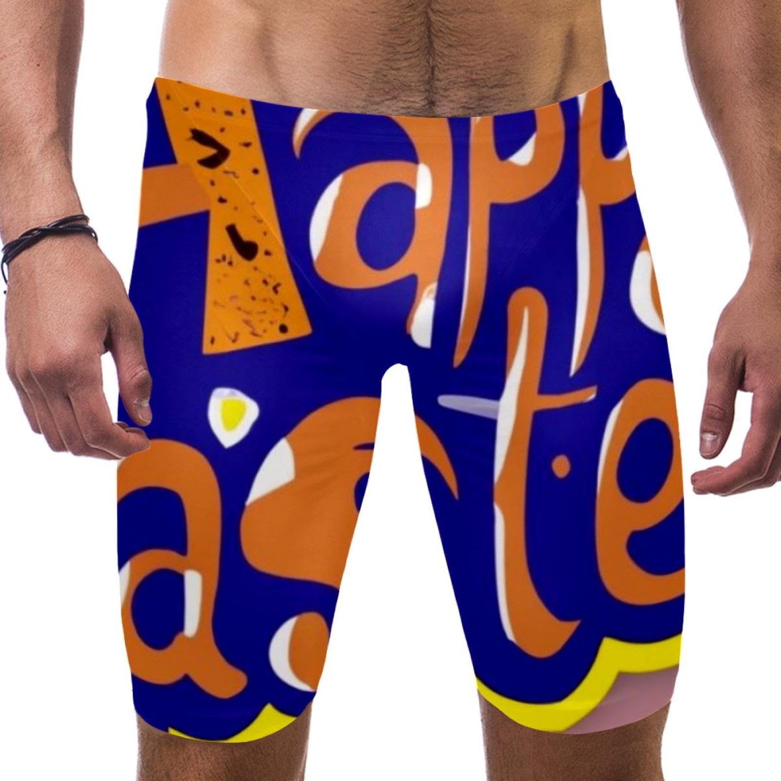 Happy Easter Swimsuit for Men & Boys,Competition Lap Swim Suit, Square Leg Endurance Training Multicoloured